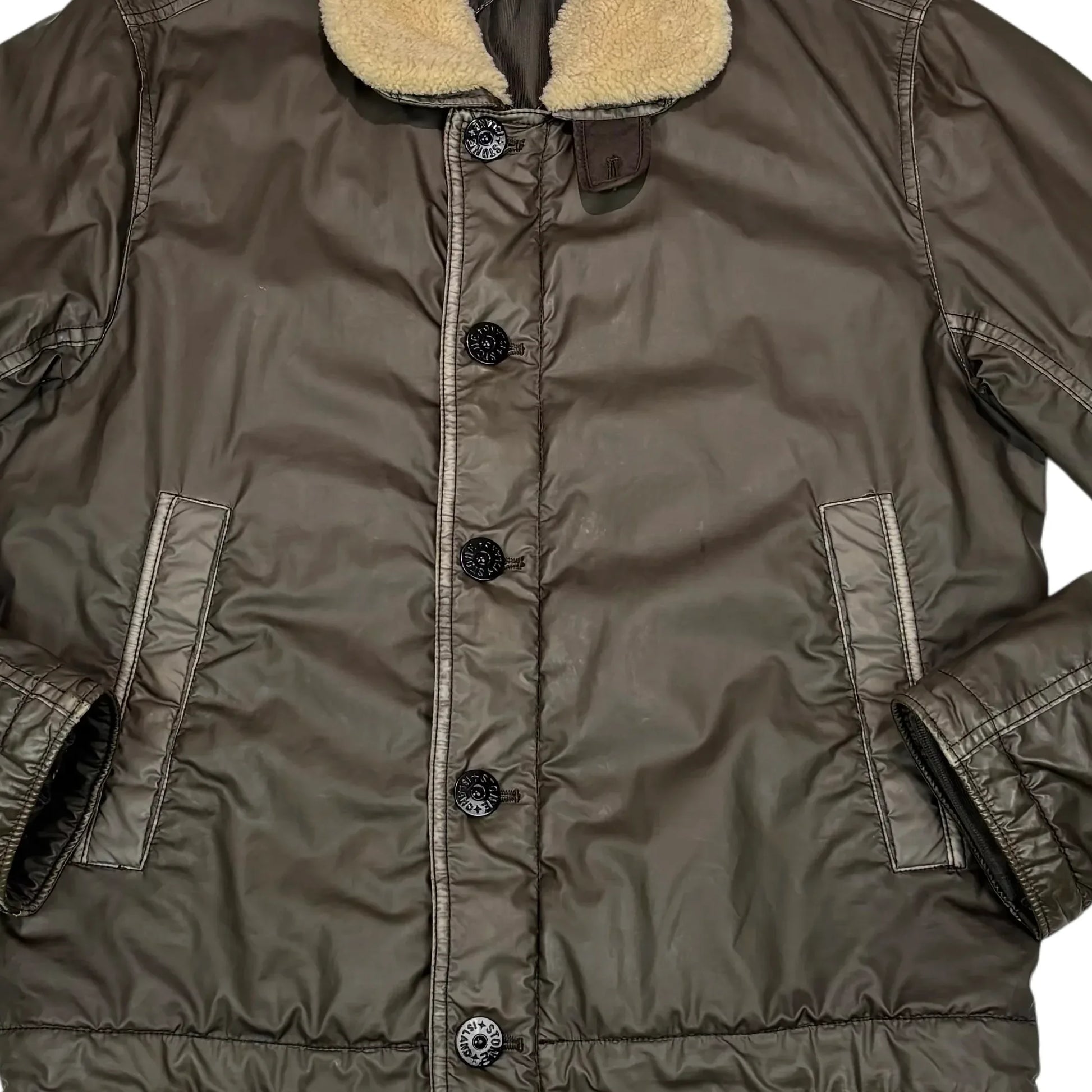Stone Island Brown Mussola Gommata Collared Jacket