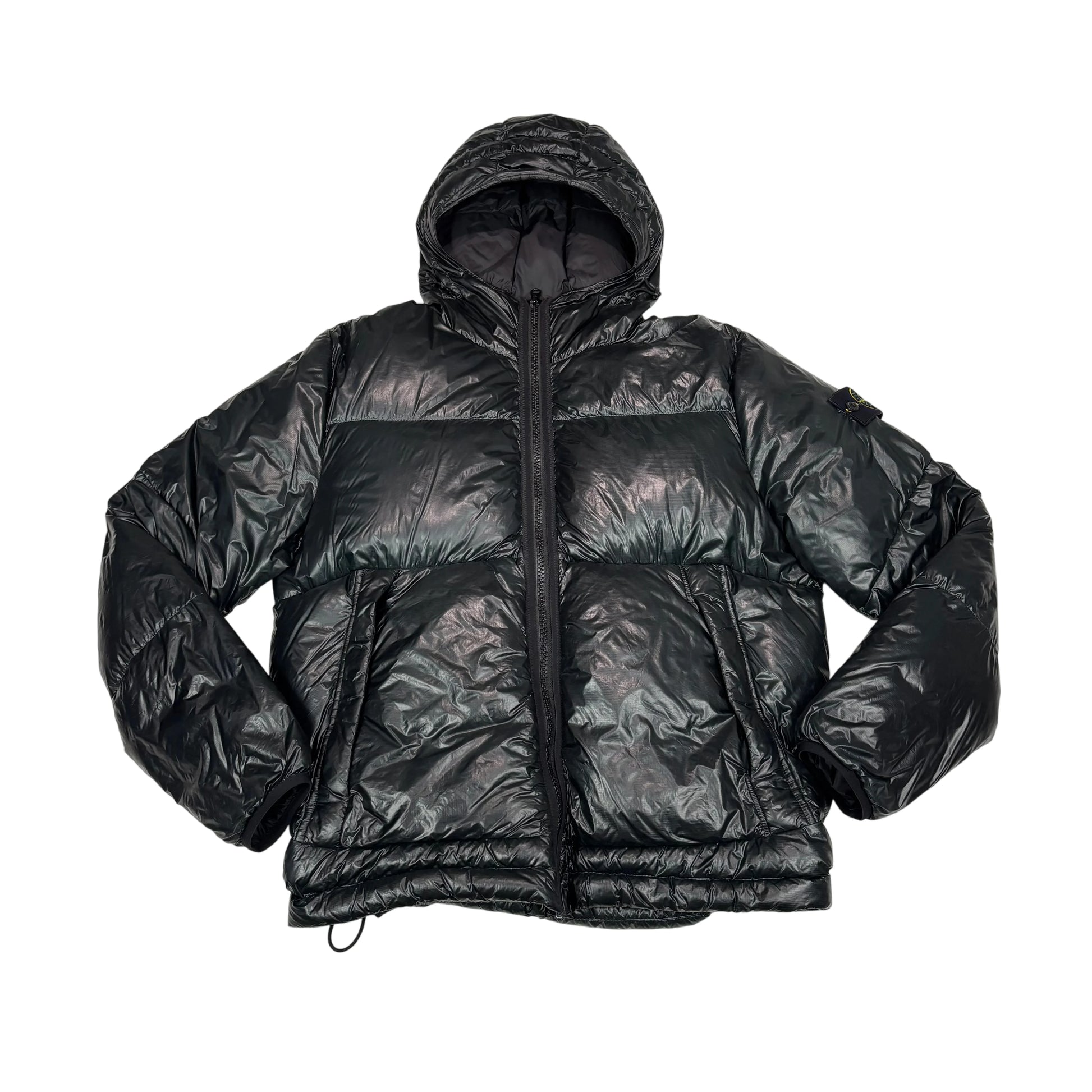 Stone Island Black Pertex Quantum Y Down Compass Patch Puffer Jacket