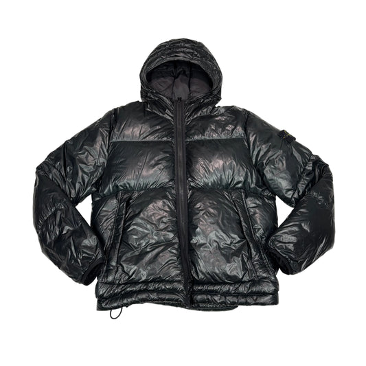 Stone Island Black Pertex Quantum Y Down Compass Patch Puffer Jacket