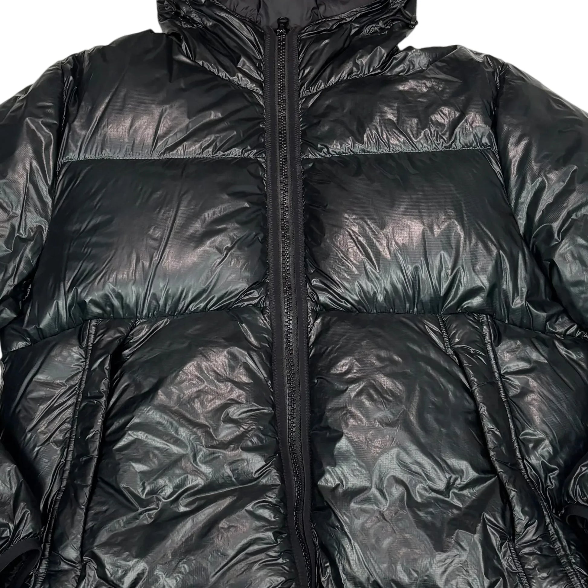 Stone Island Black Pertex Quantum Y Down Compass Patch Puffer Jacket