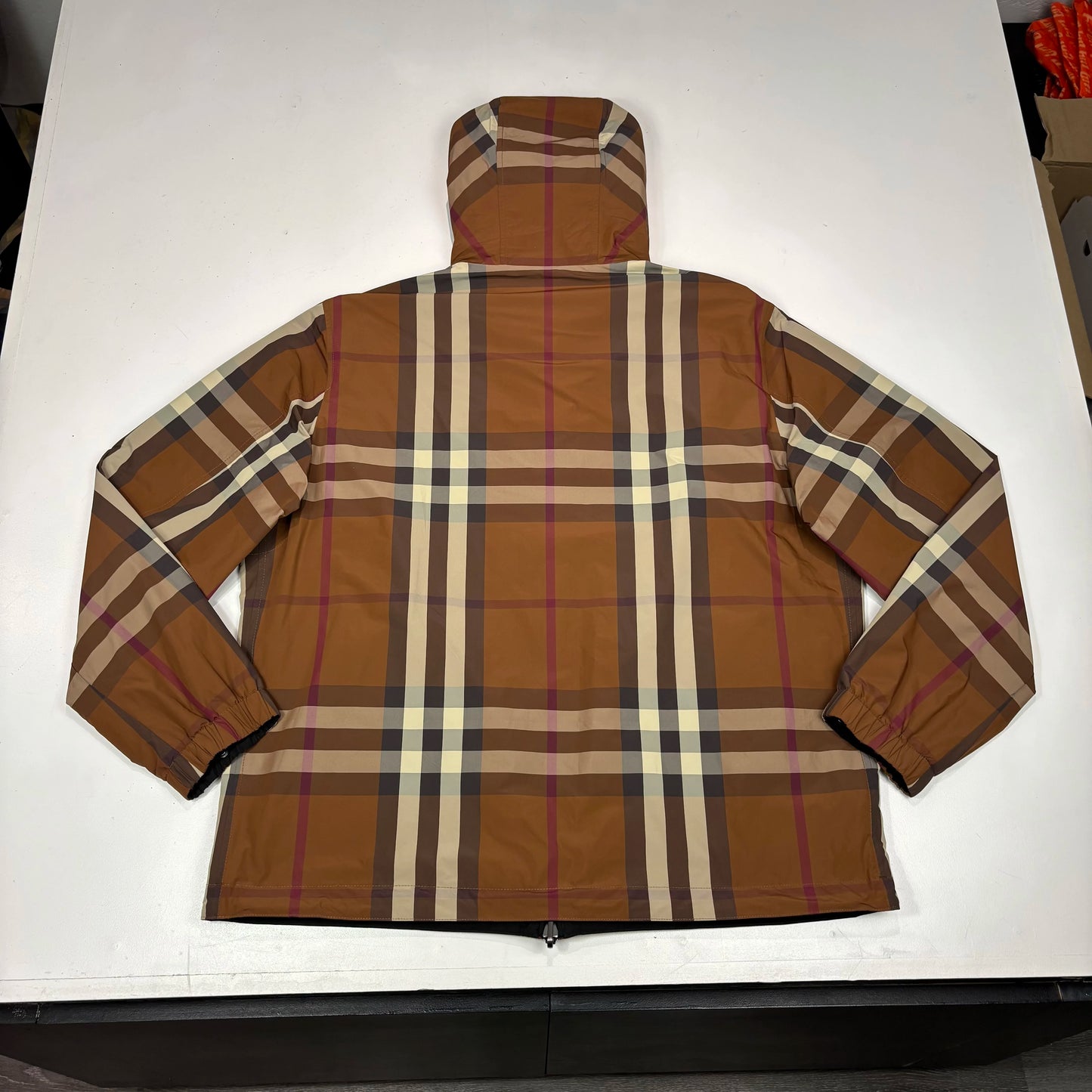 Burberry Black with Reverseable Check Water Resistant Hooded Jacket