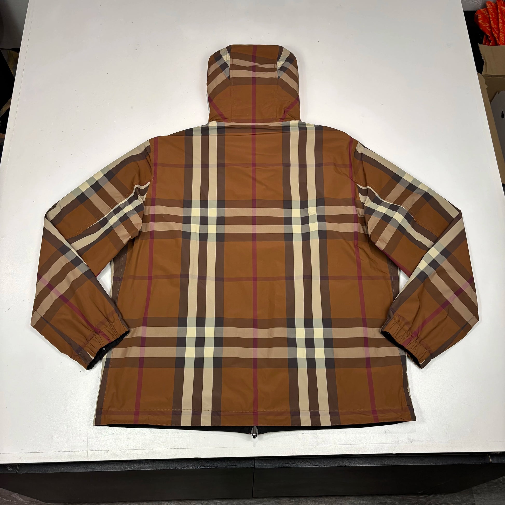 Burberry Black with Reverseable Check Water Resistant Hooded Jacket