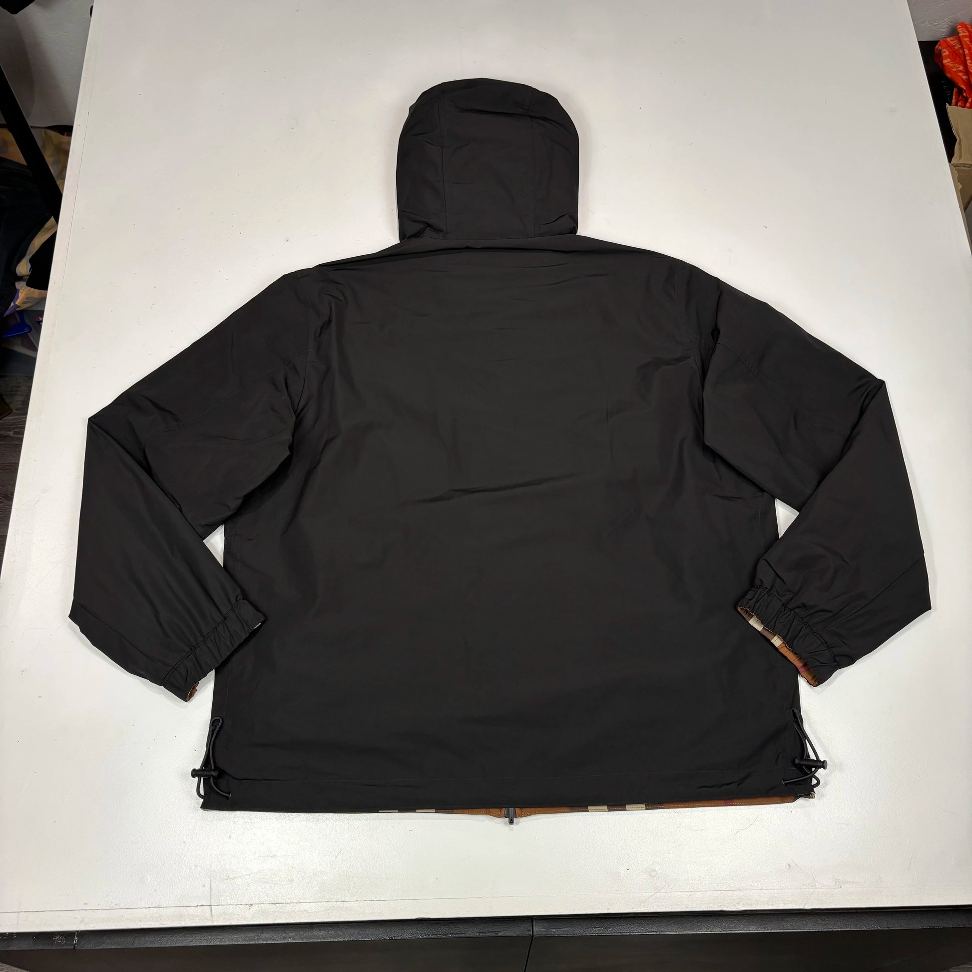 Burberry Black with Reverseable Check Water Resistant Hooded Jacket