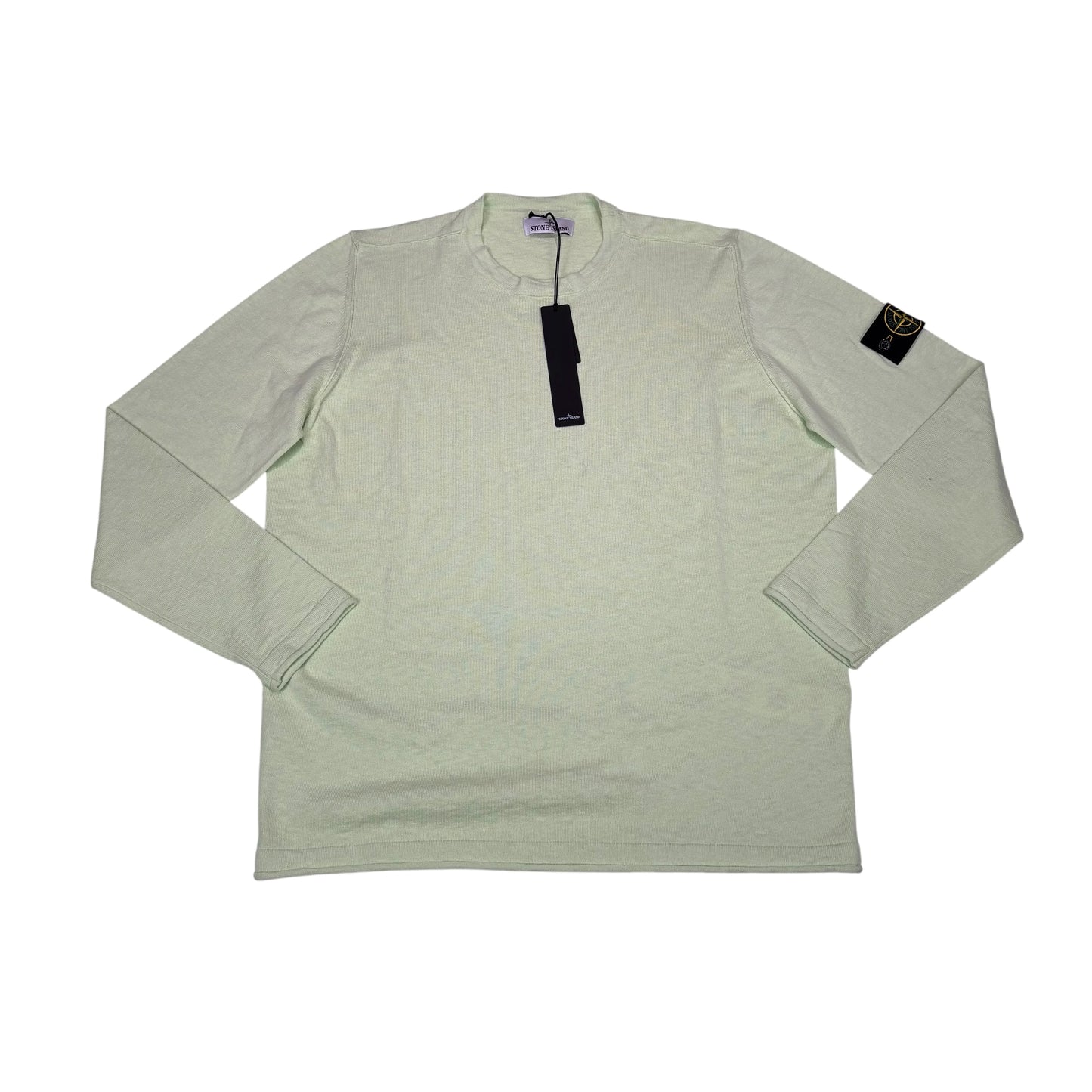 Stone Island Lime Green Compass Patch Crewneck Jumper