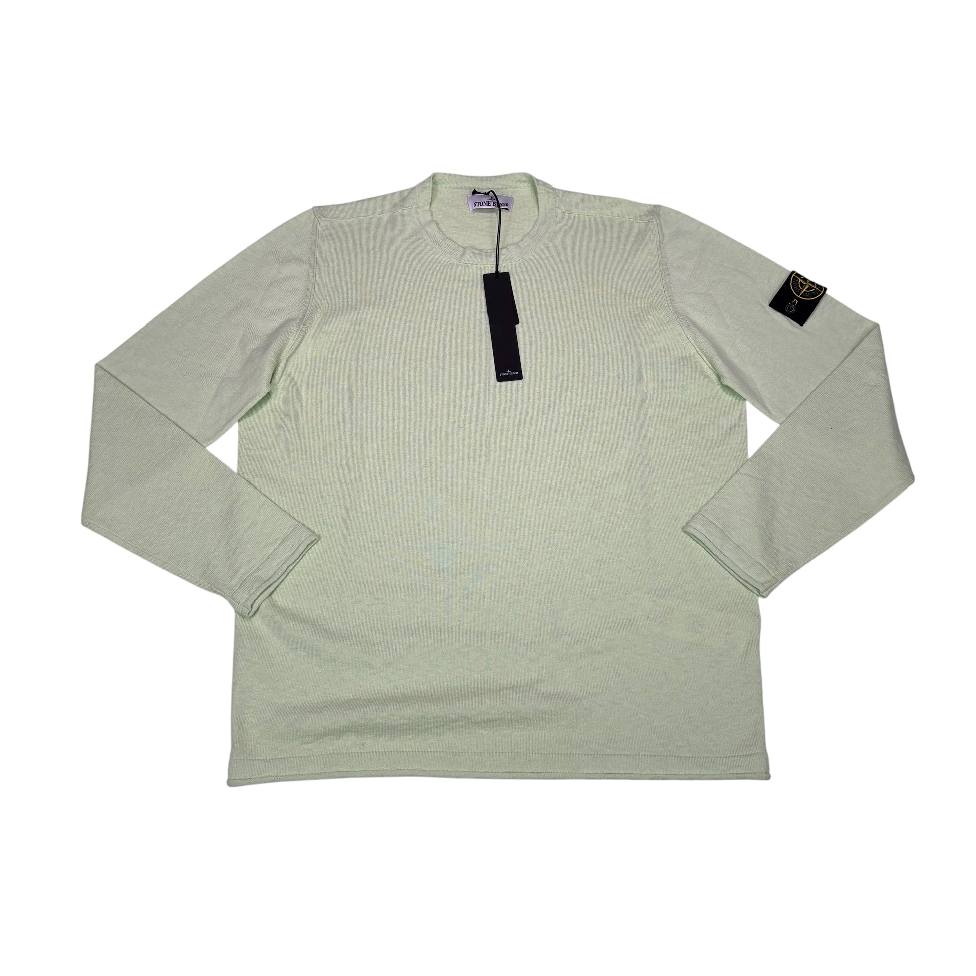 Stone Island Lime Green Compass Patch Crewneck Jumper
