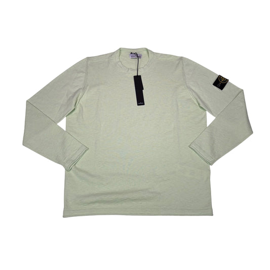 Stone Island Lime Green Compass Patch Crewneck Jumper