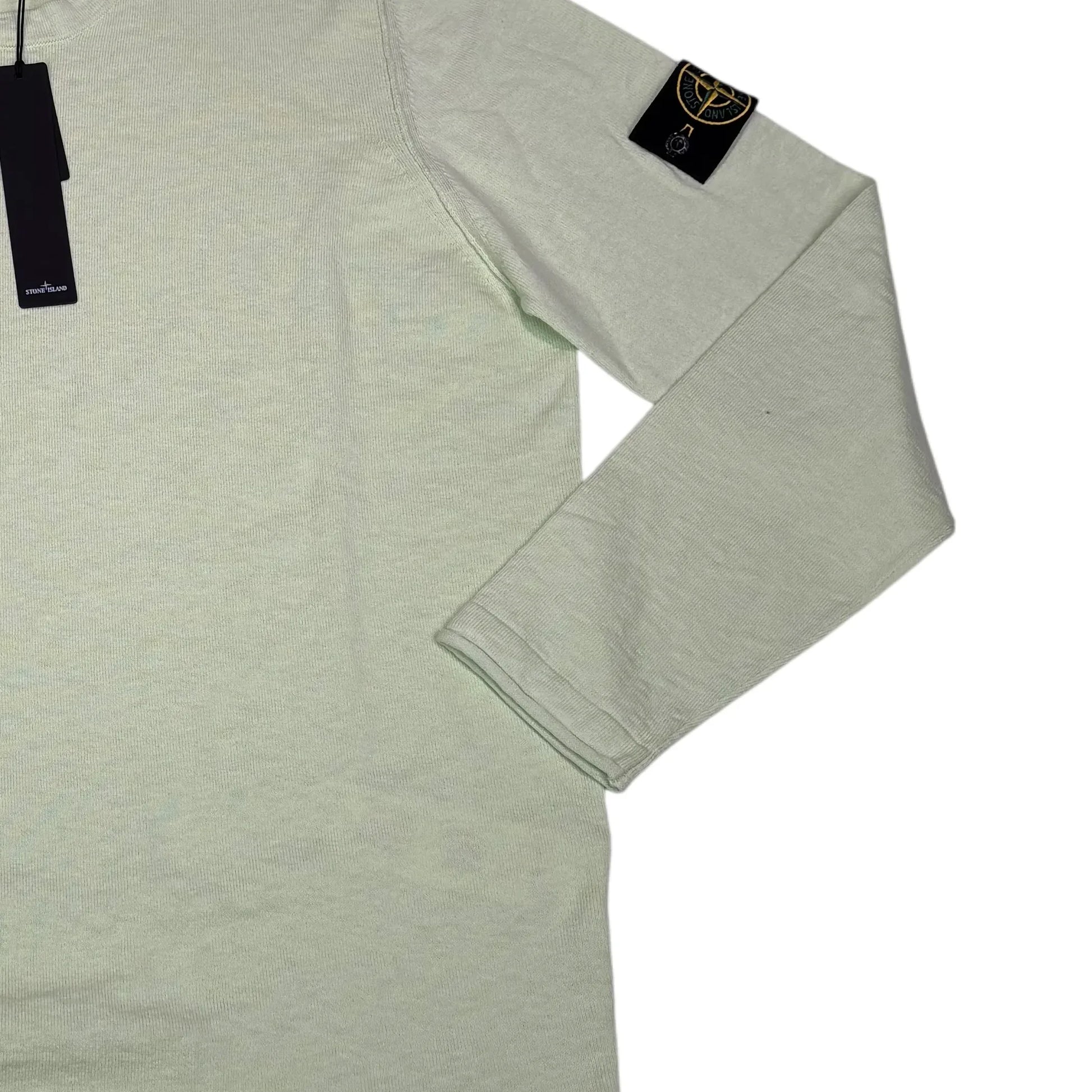 Stone Island Lime Green Compass Patch Crewneck Jumper