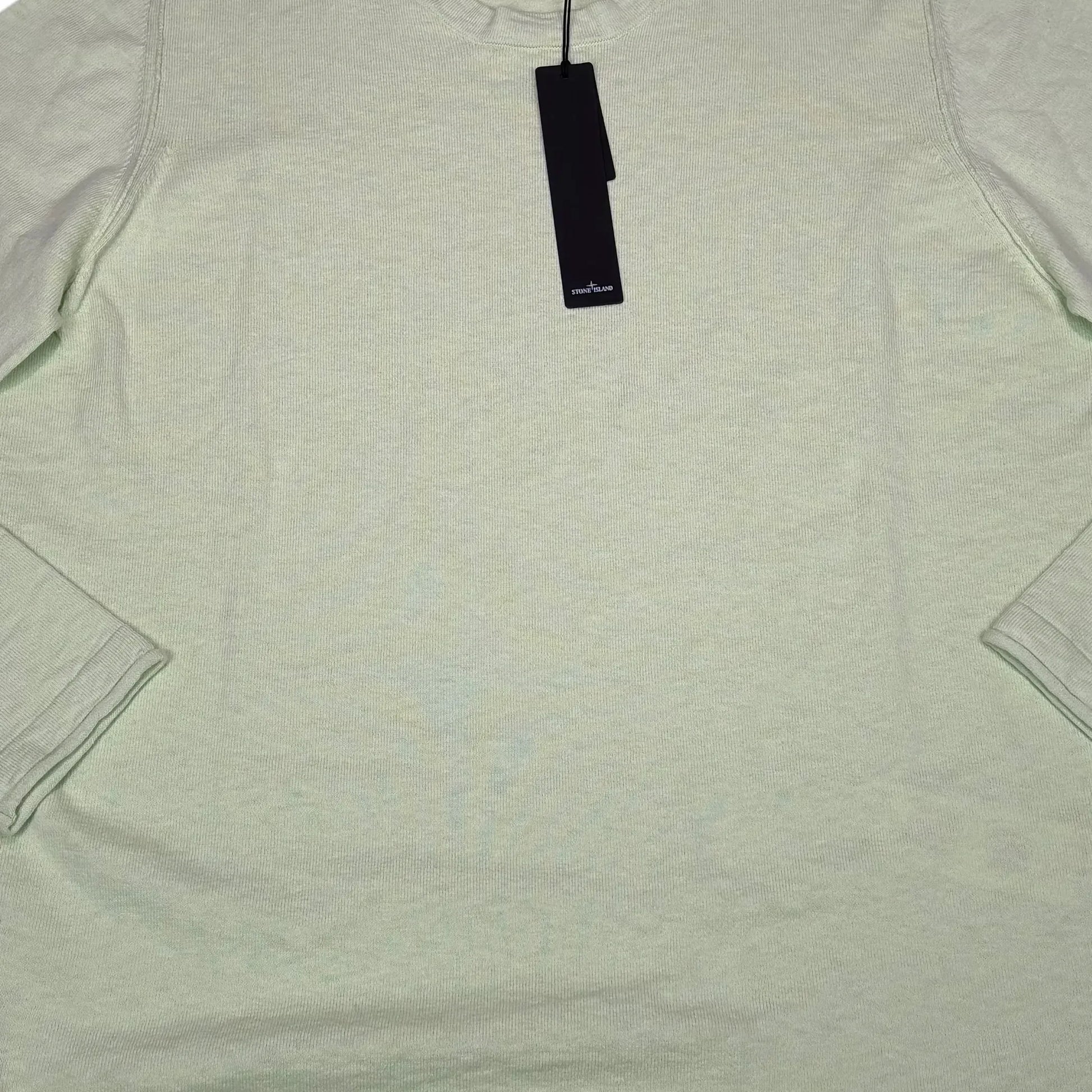 Stone Island Lime Green Compass Patch Crewneck Jumper
