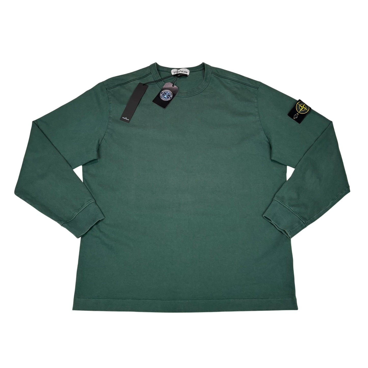 Stone Island Green Compass Patch Crewneck Lightweight Jumper