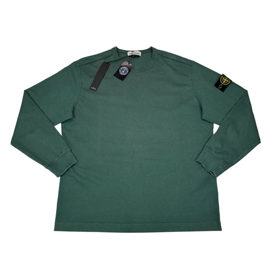 Stone Island Green Compass Patch Crewneck Lightweight Jumper