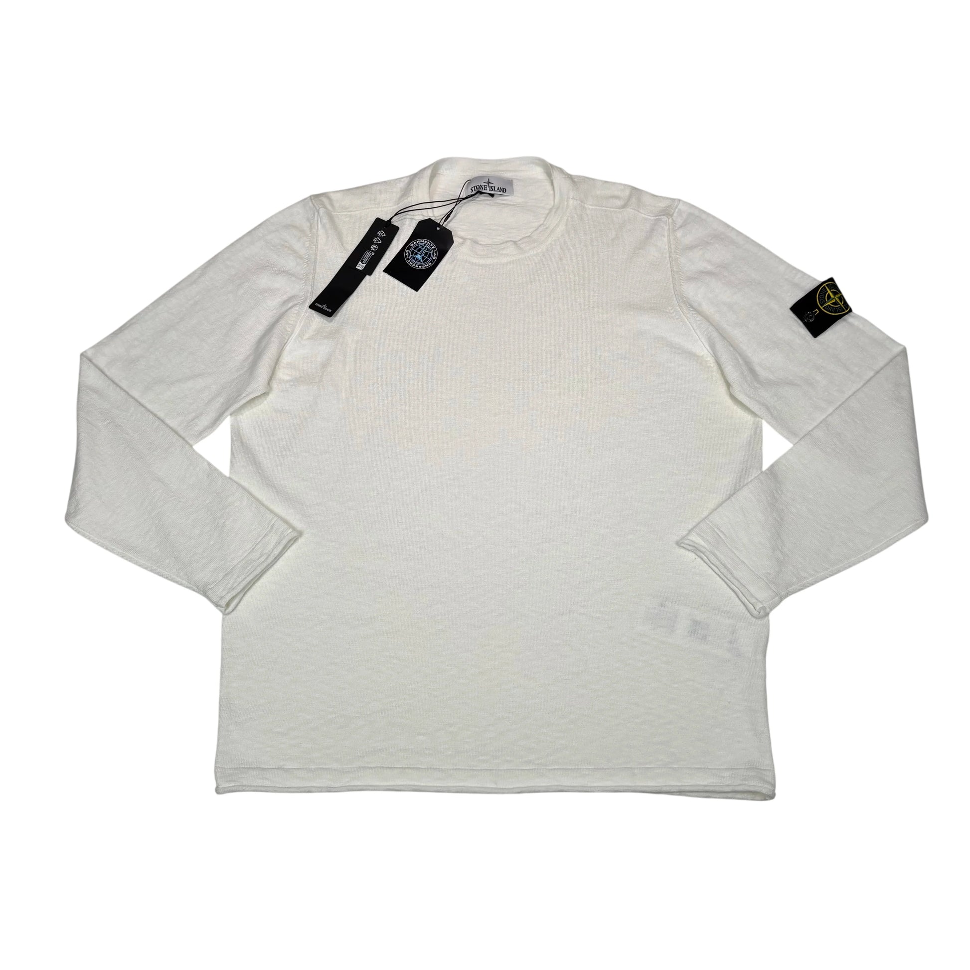 Stone Island White Compass Patch Crewneck Jumper