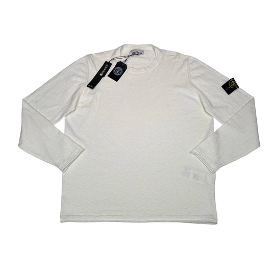 Stone Island White Compass Patch Crewneck Jumper