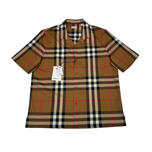 Burberry Brown Short Sleeve Button Up Checked Shirt