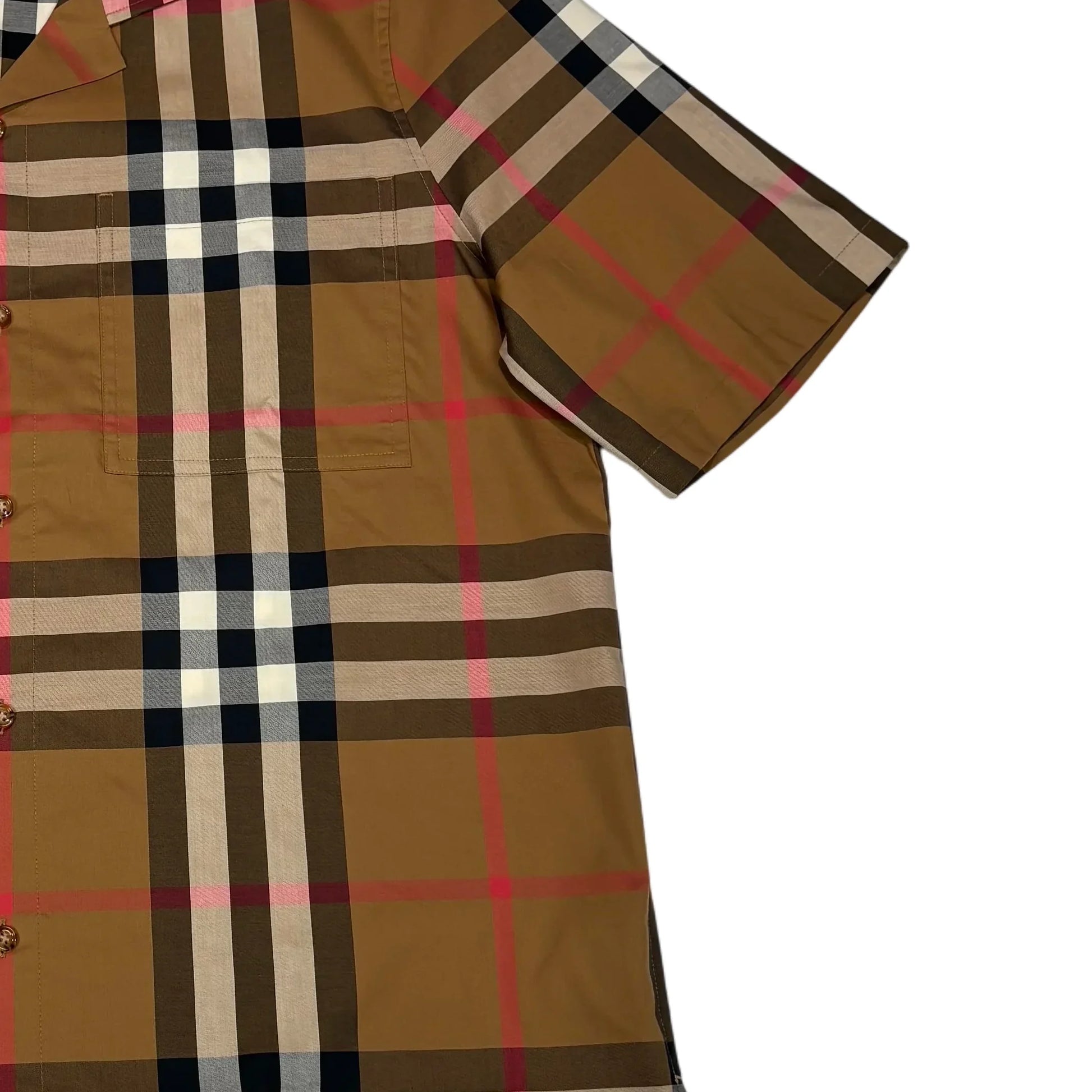 Burberry Brown Short Sleeve Button Up Checked Shirt