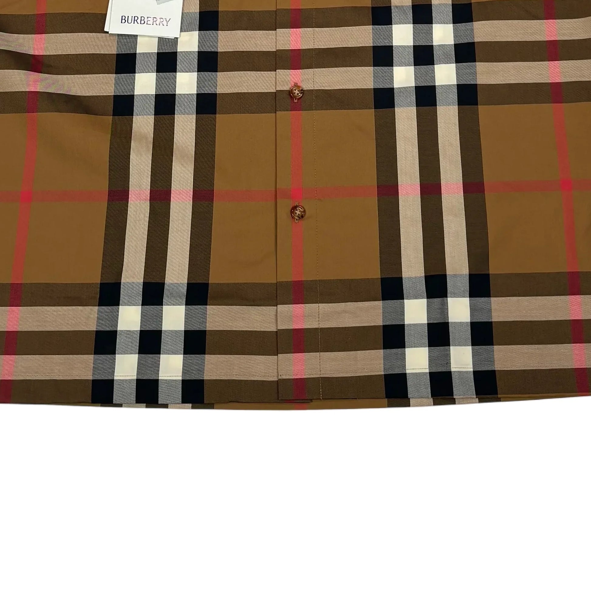 Burberry Brown Short Sleeve Button Up Checked Shirt