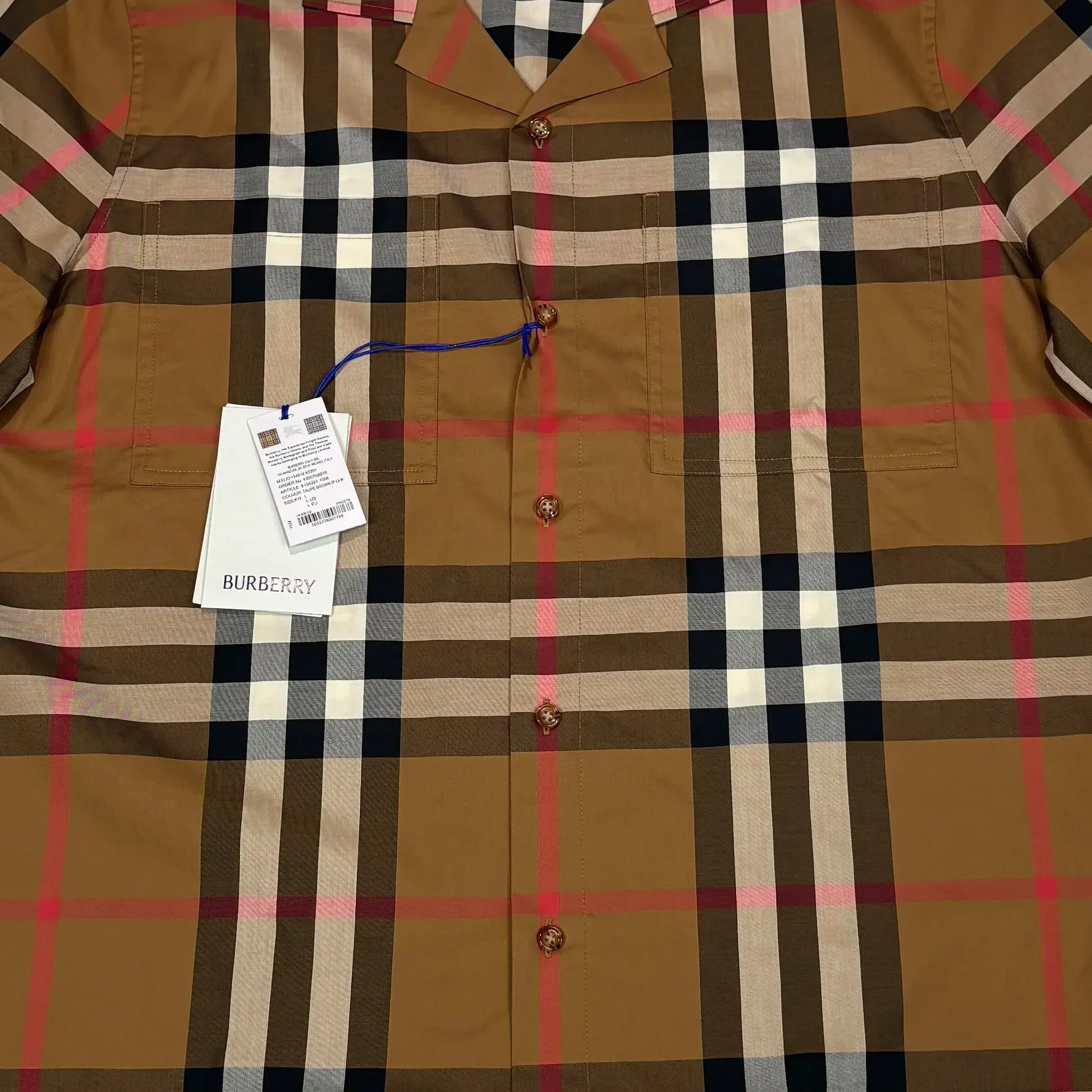 Burberry Brown Short Sleeve Button Up Checked Shirt