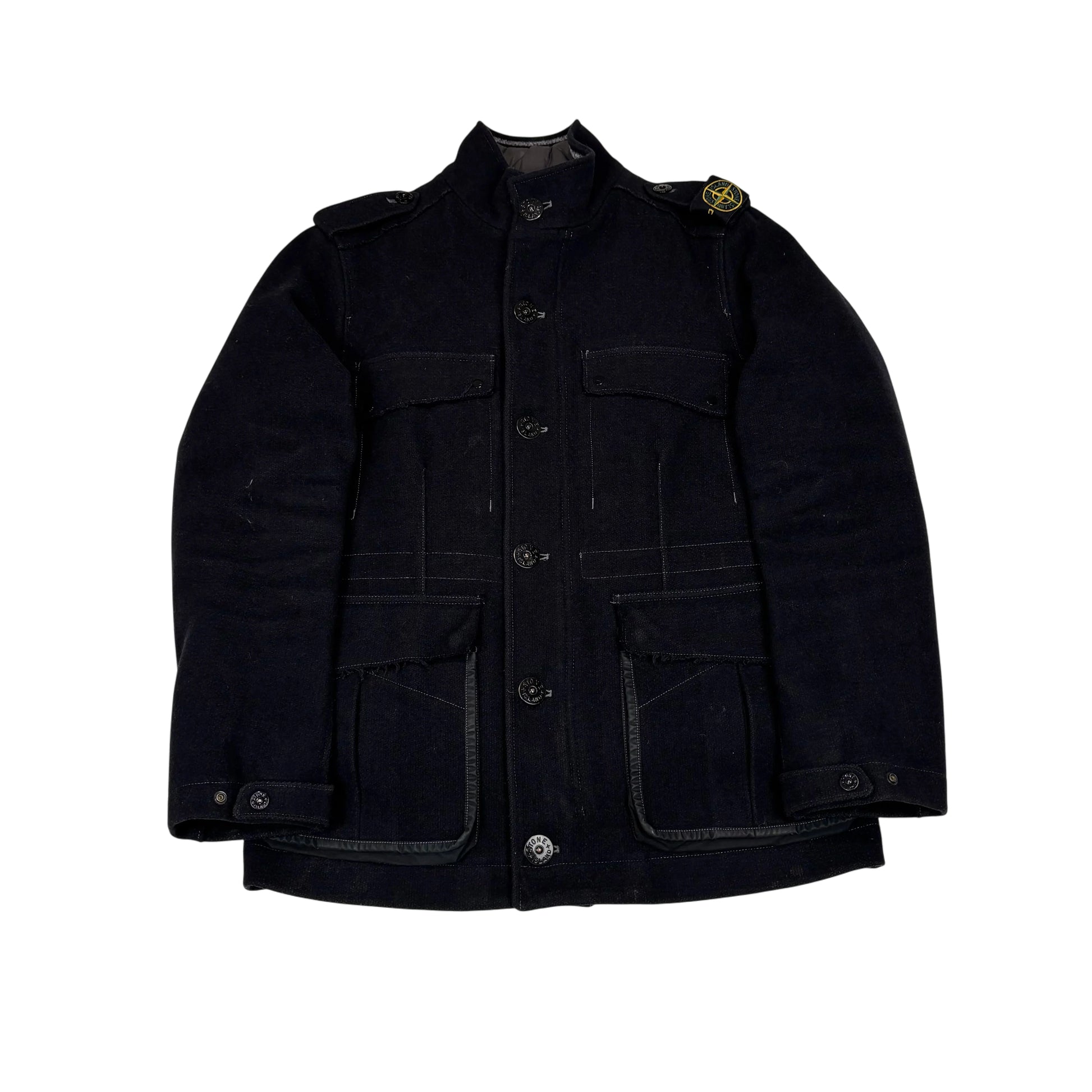 Stone Island Navy Blue Shoulder Badge with Internal Lining Jacket