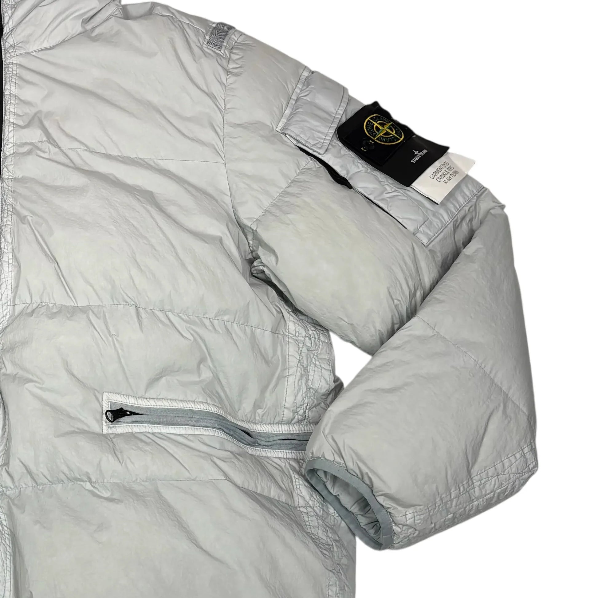 Stone Island Ice Blue Compass Patch Garment Dyed Puffer Jacket