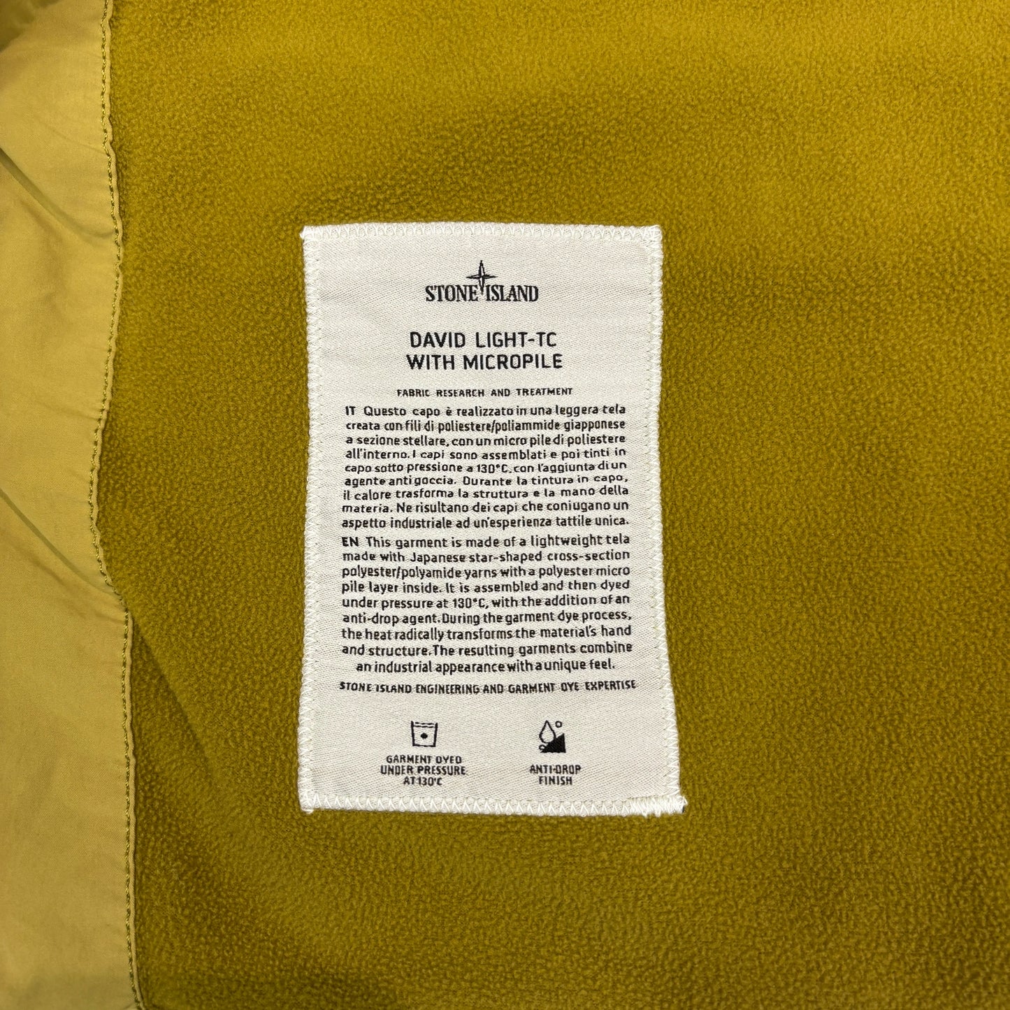 Stone Island Yellow David Light-TC with Micropile Field Jacket