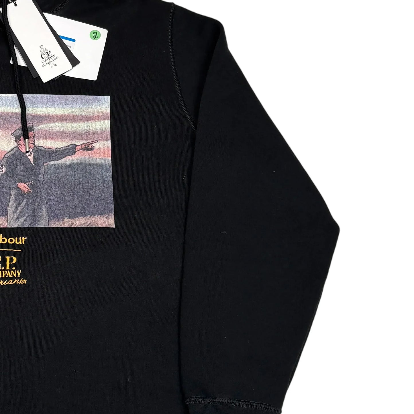 Barbour X Cp Company Printed Logo Black Hoodie