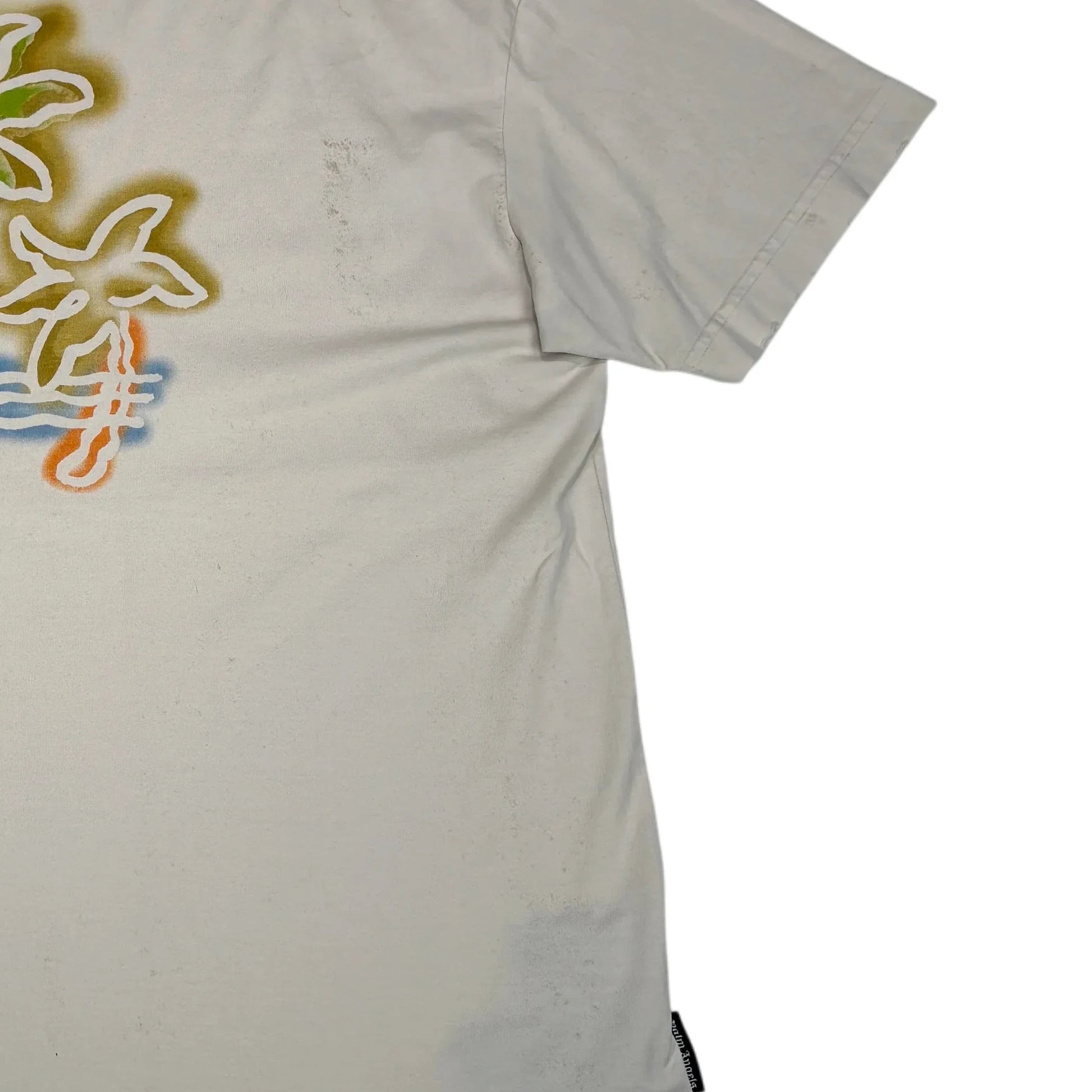 Palm Angels Beige with Front and Back Printed Logo Palm Design T-shirt