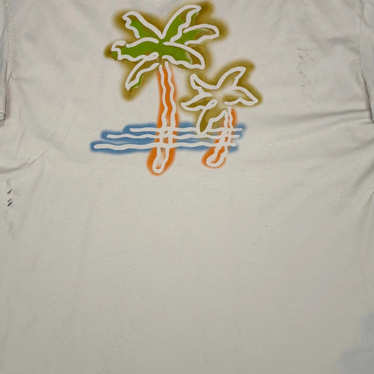 Palm Angels Beige with Front and Back Printed Logo Palm Design T-shirt