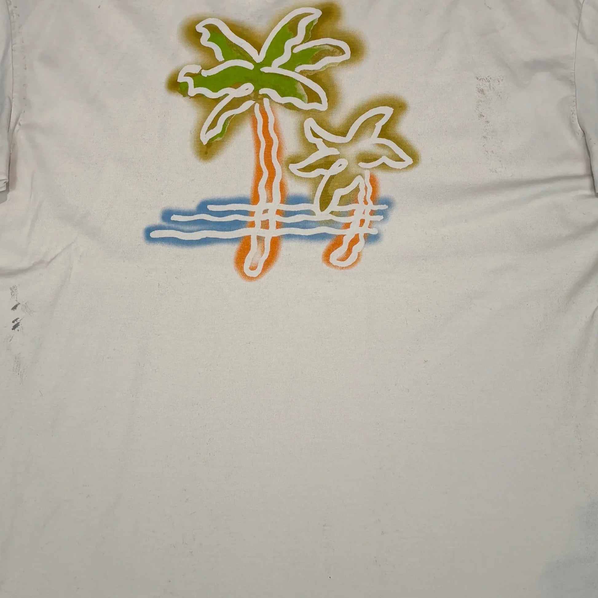 Palm Angels Beige with Front and Back Printed Logo Palm Design T-shirt