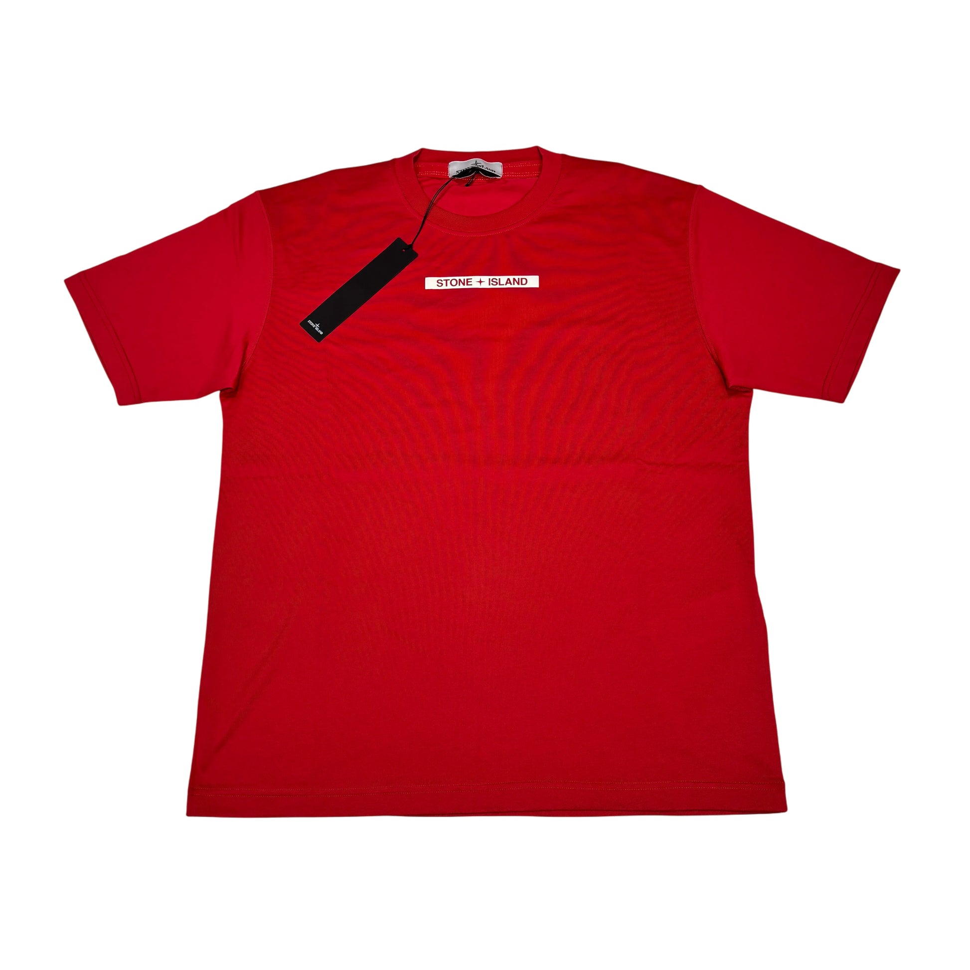 Stone Island Red Raised Logo Spell Out Short Sleeve T-shirt