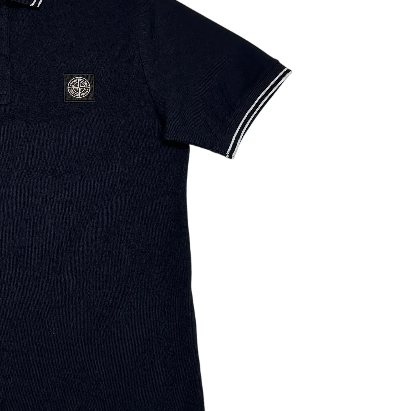Stone Island Navy Blue Patch Logo Short Sleeve Polo Shirt
