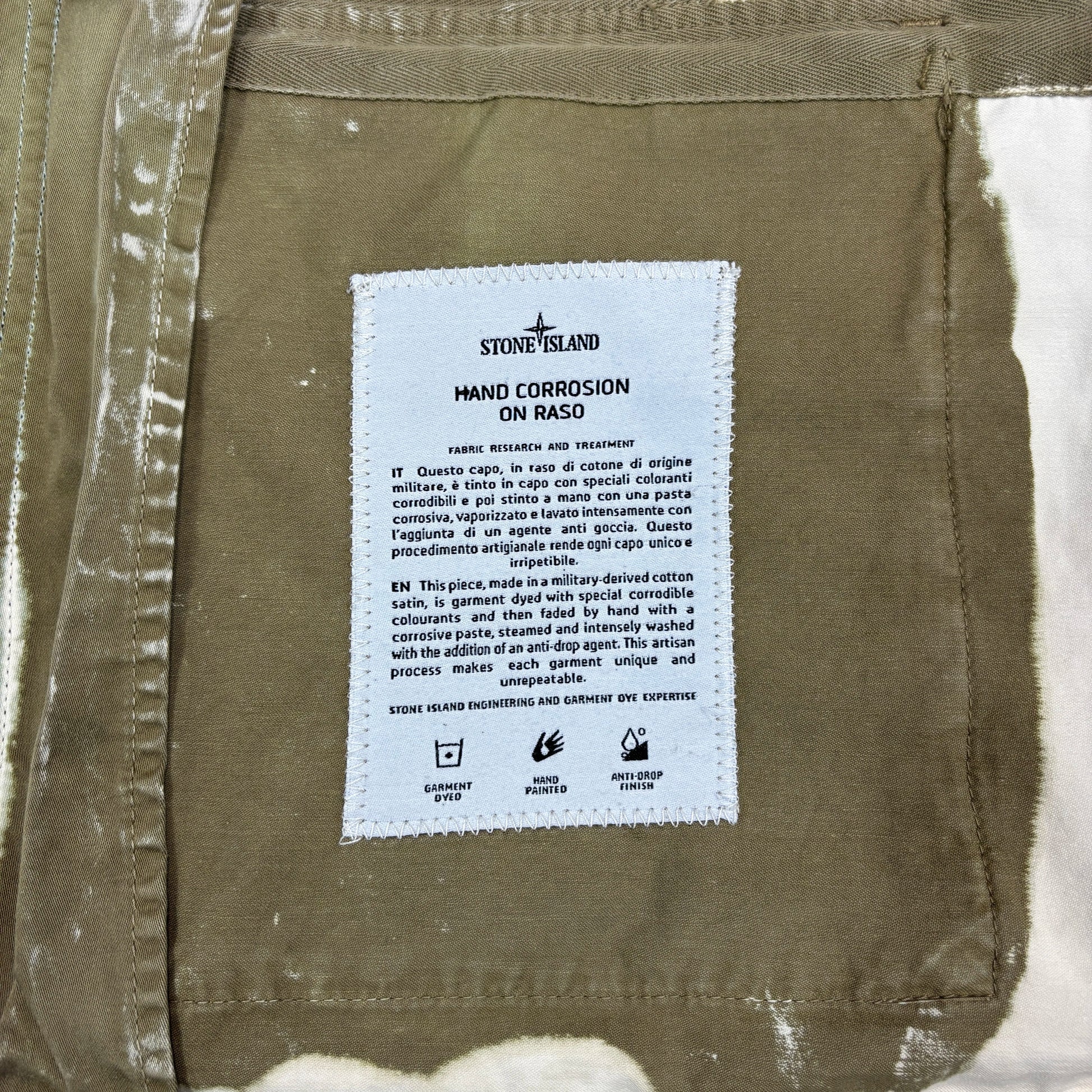 Stone Island White Hand Corrosion on Raso Parka Jacket