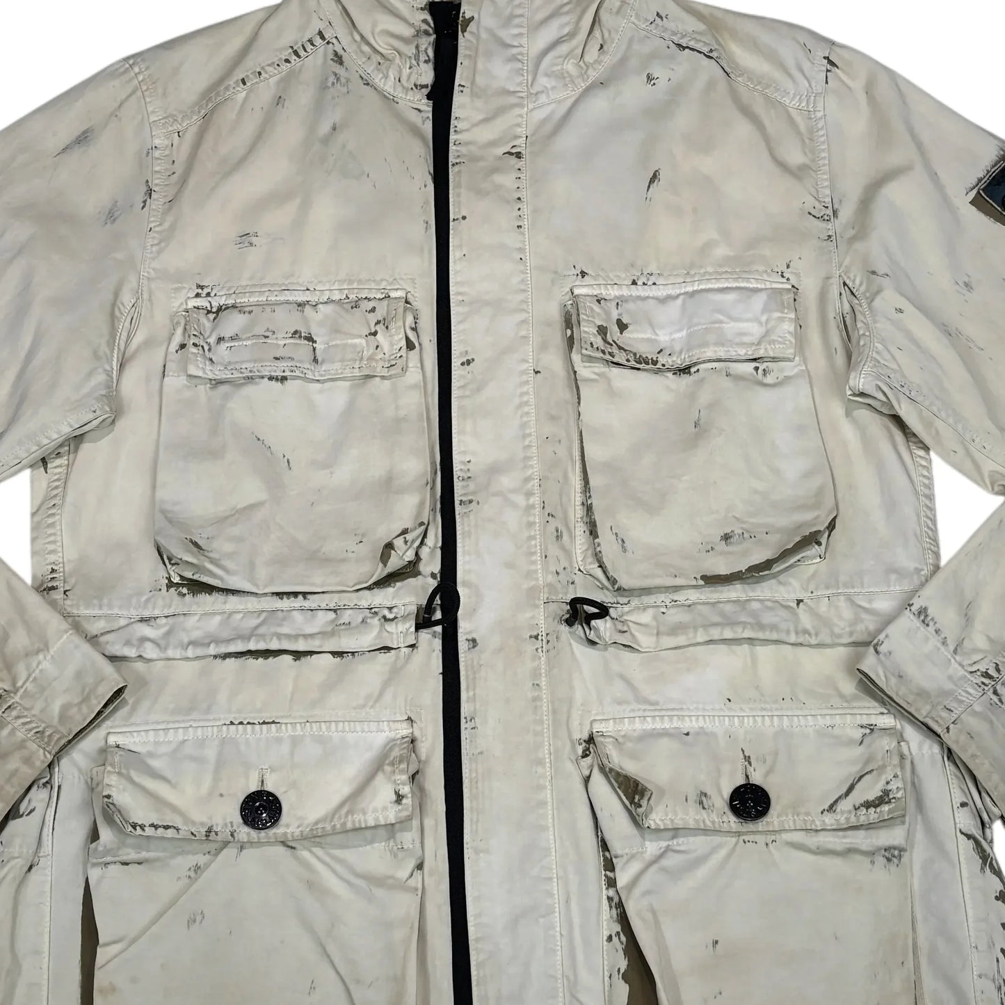 Stone Island White Hand Corrosion on Raso Parka Jacket