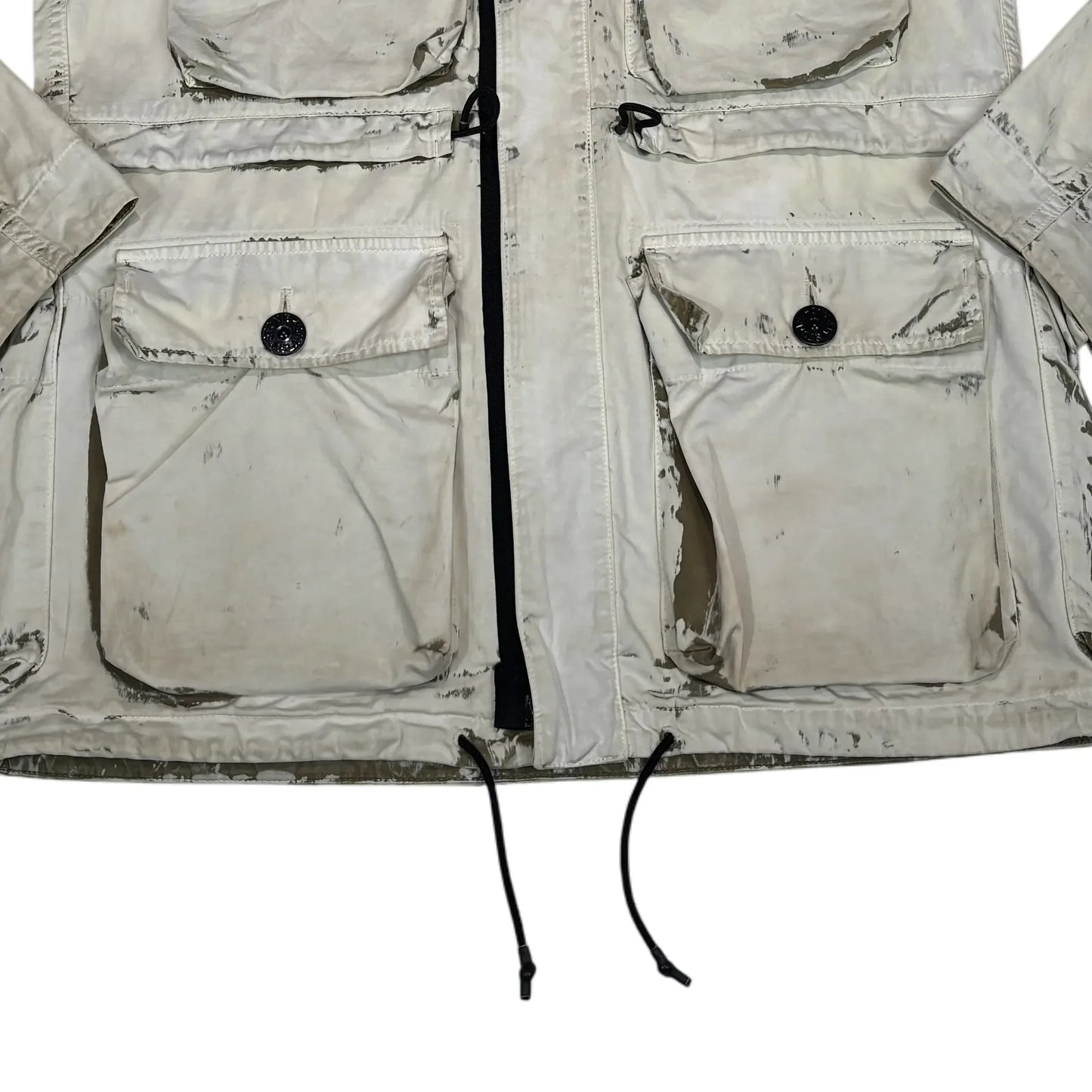 Stone Island White Hand Corrosion on Raso Parka Jacket