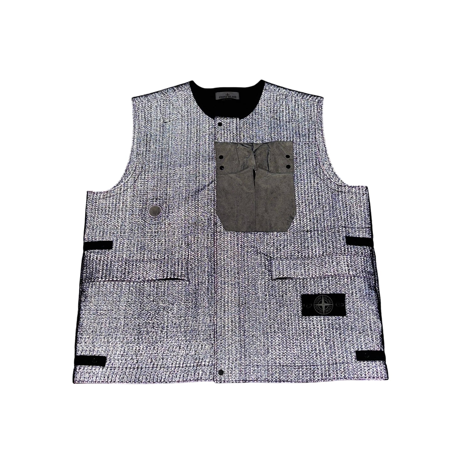 Stone Island Black Reflective Needle Punched Utility Gilet