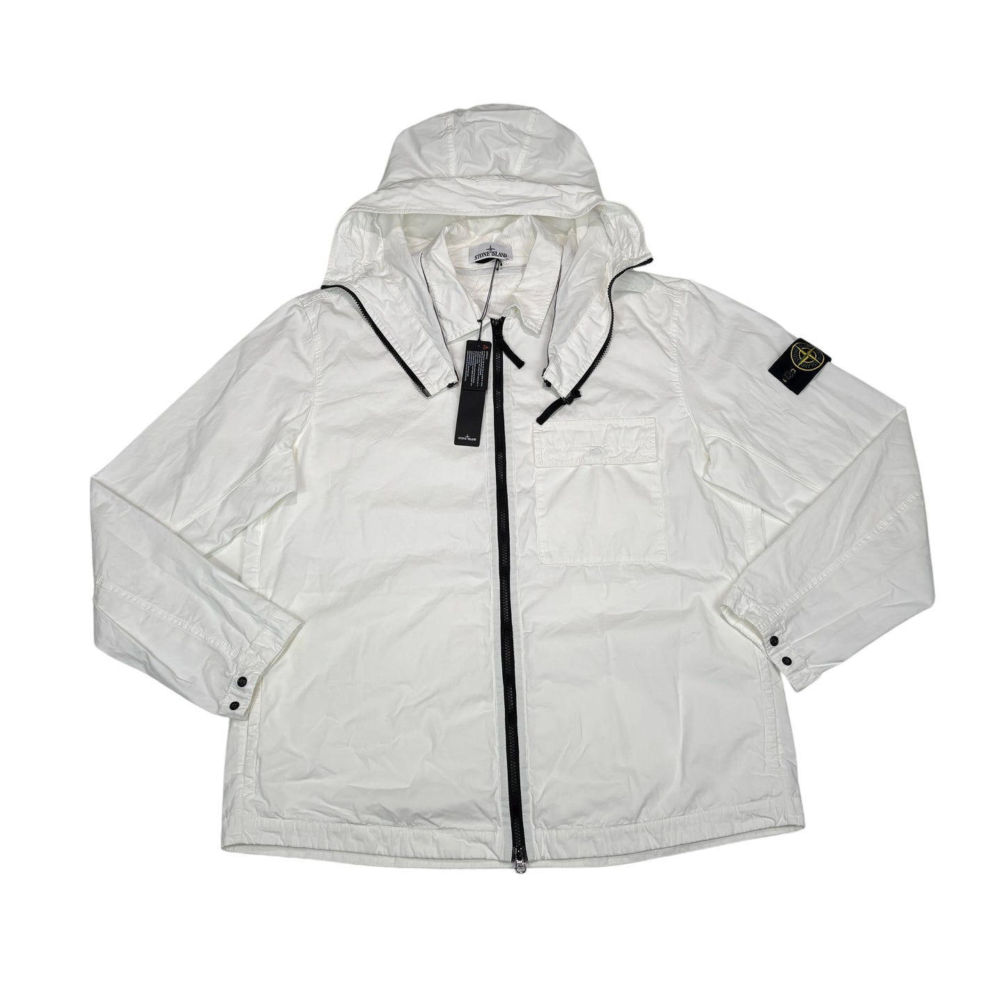 Stone Island White Compass Patch with Removable Hooded Jacket
