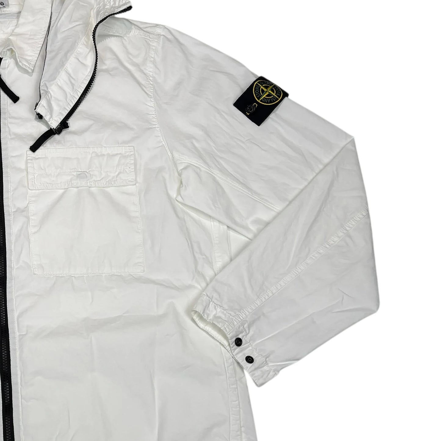 Stone Island White Compass Patch with Removable Hooded Jacket