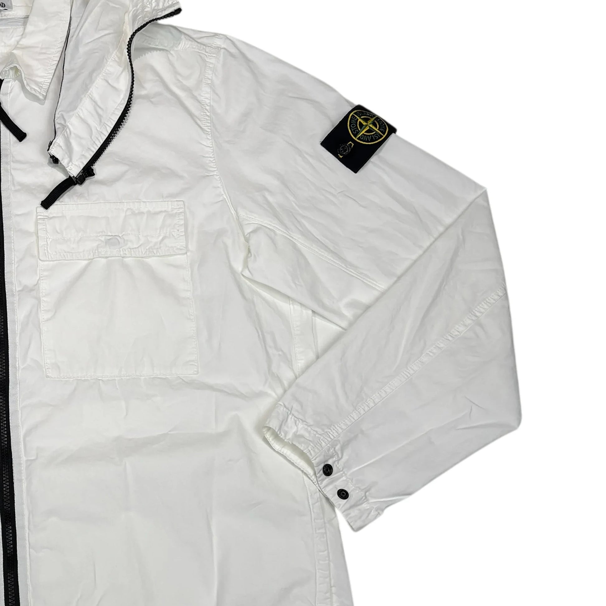 Stone Island White Compass Patch with Removable Hooded Jacket