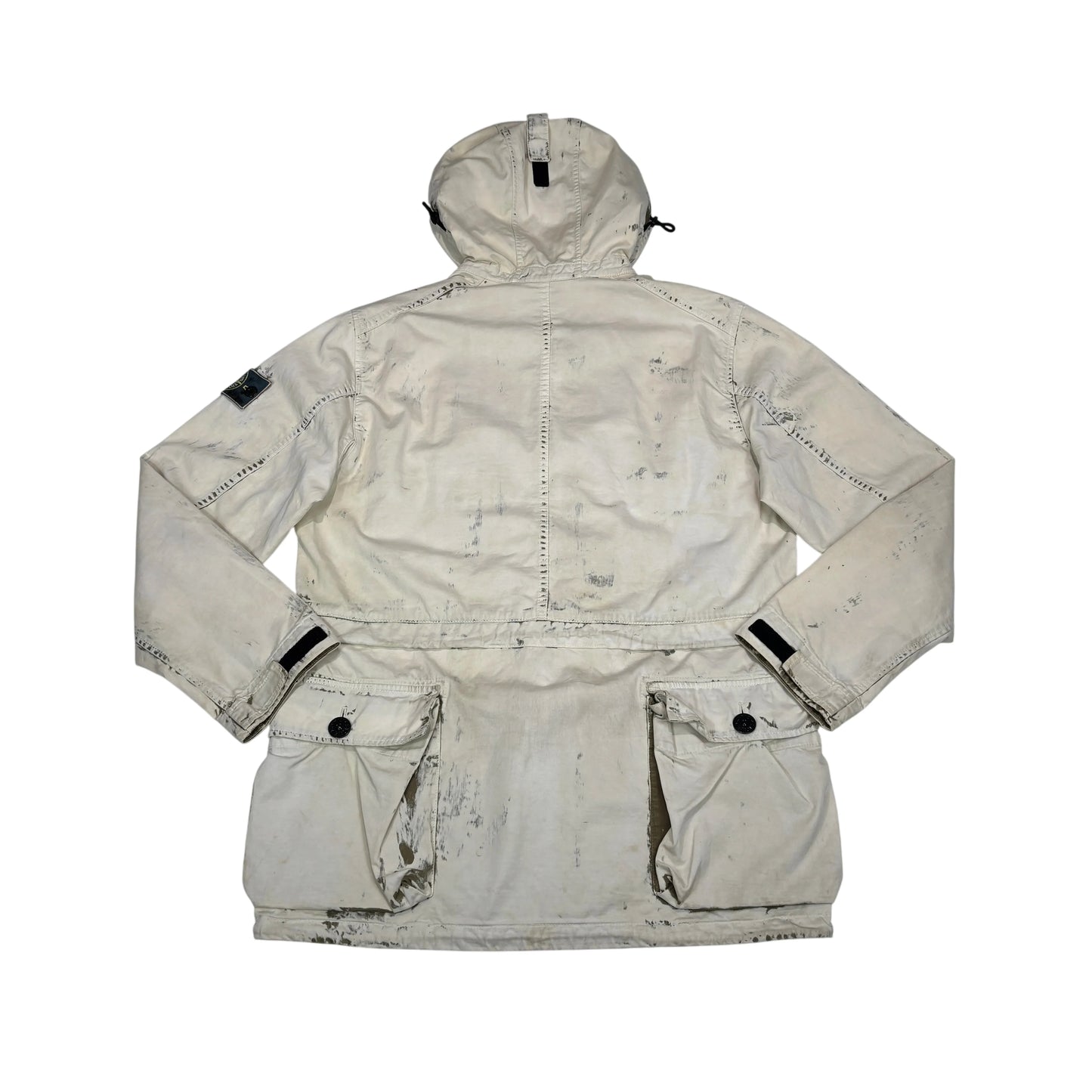 Stone Island White Hand Corrosion on Raso Parka Jacket