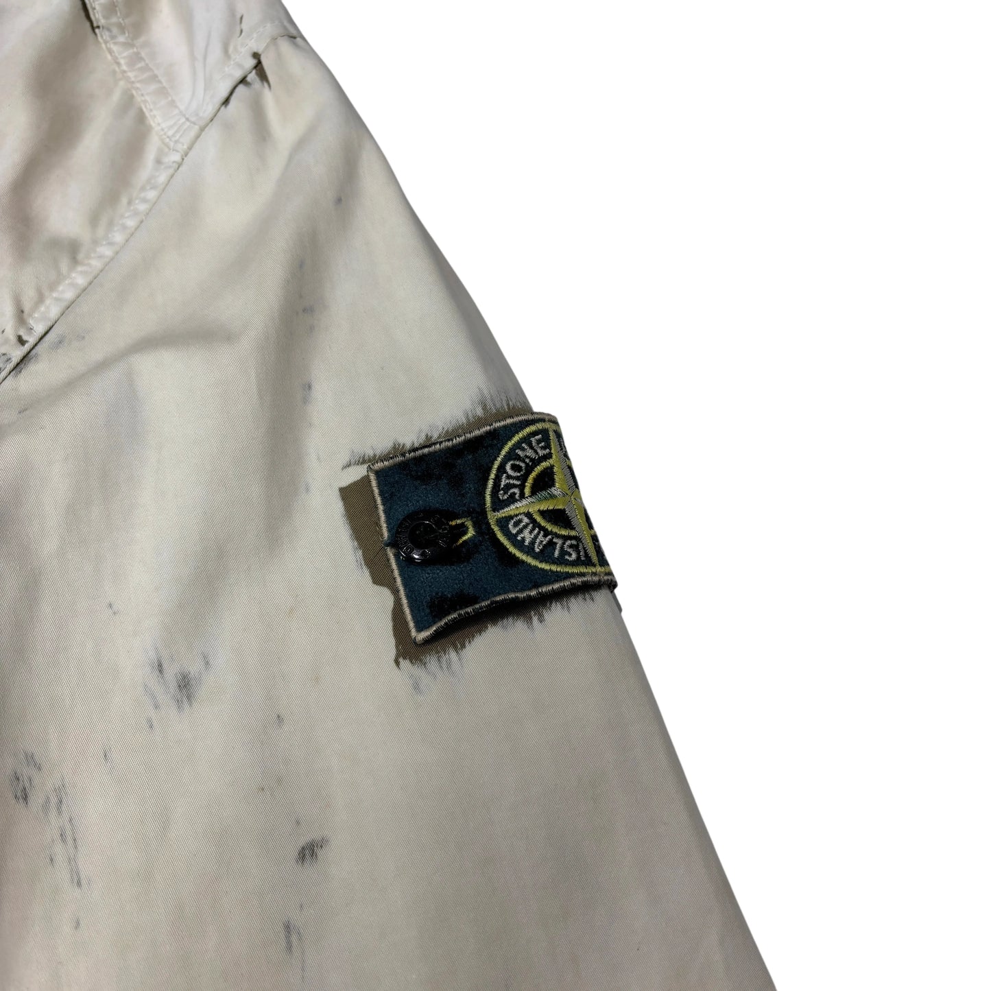 Stone Island White Hand Corrosion on Raso Parka Jacket