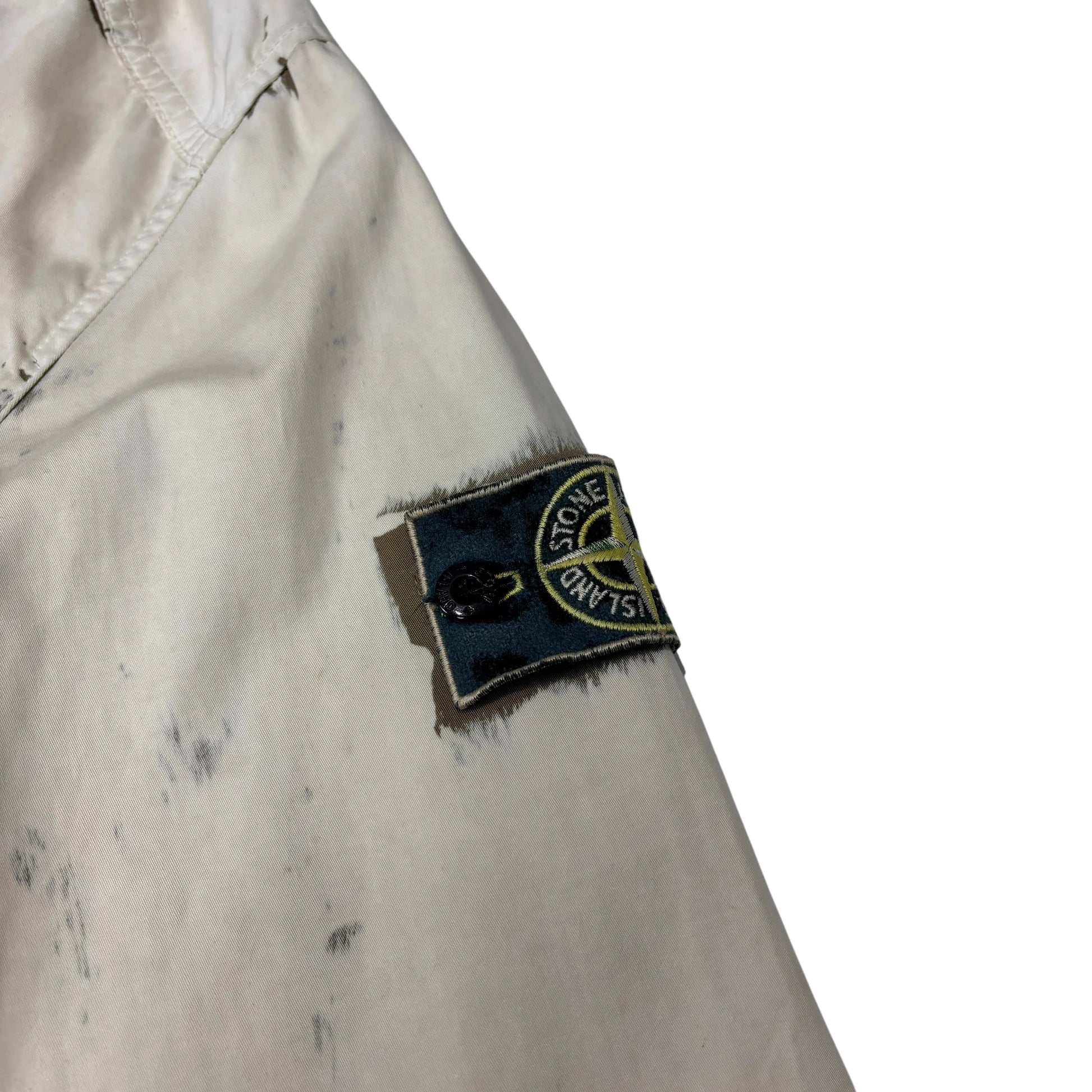 Stone Island White Hand Corrosion on Raso Parka Jacket