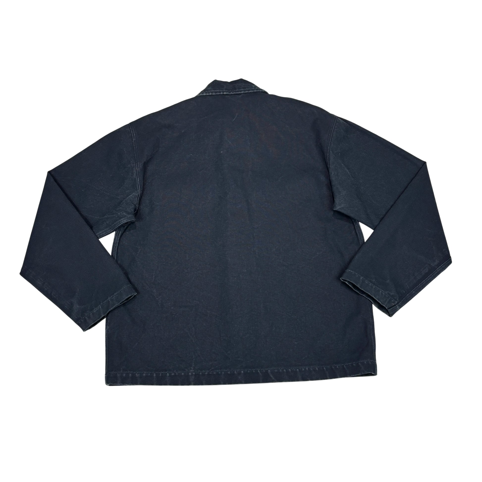 Stone Island Navy Blue Denim Logo Spell Out Overshirt Jacket
