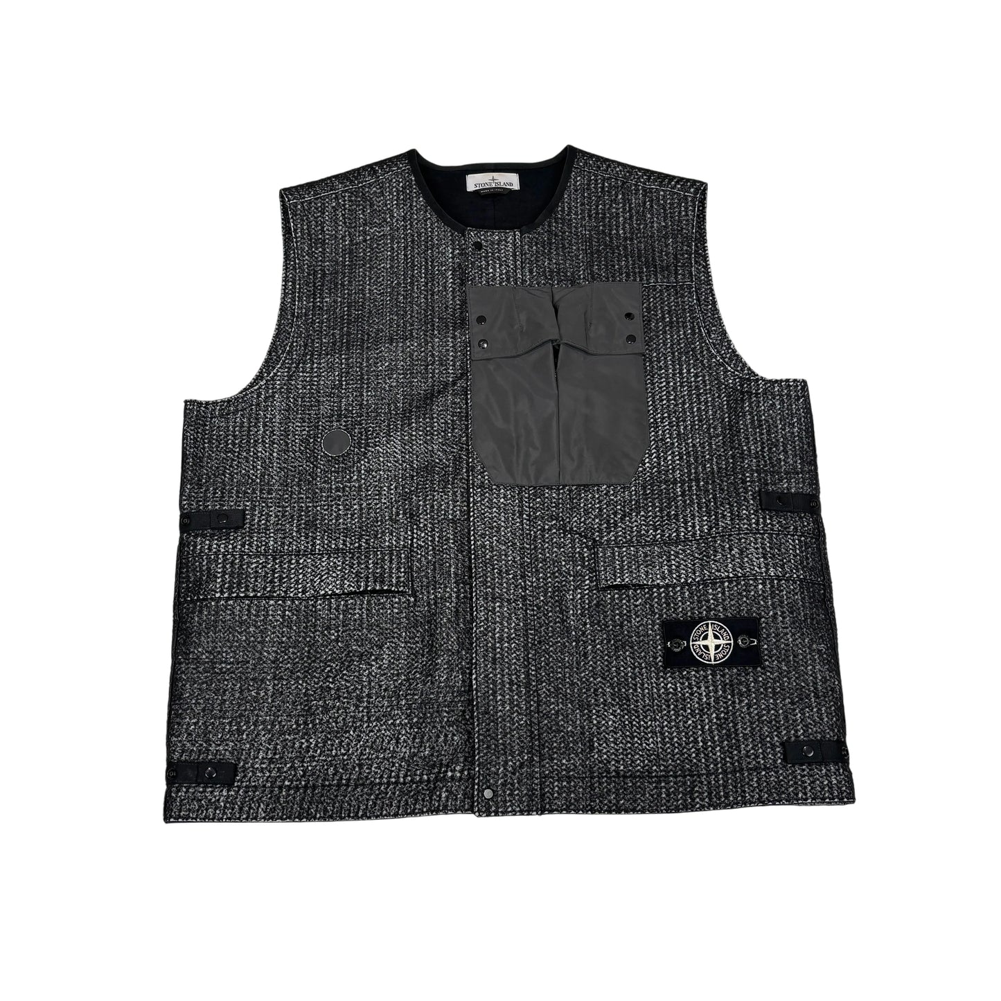 Stone Island Black Reflective Needle Punched Utility Gilet