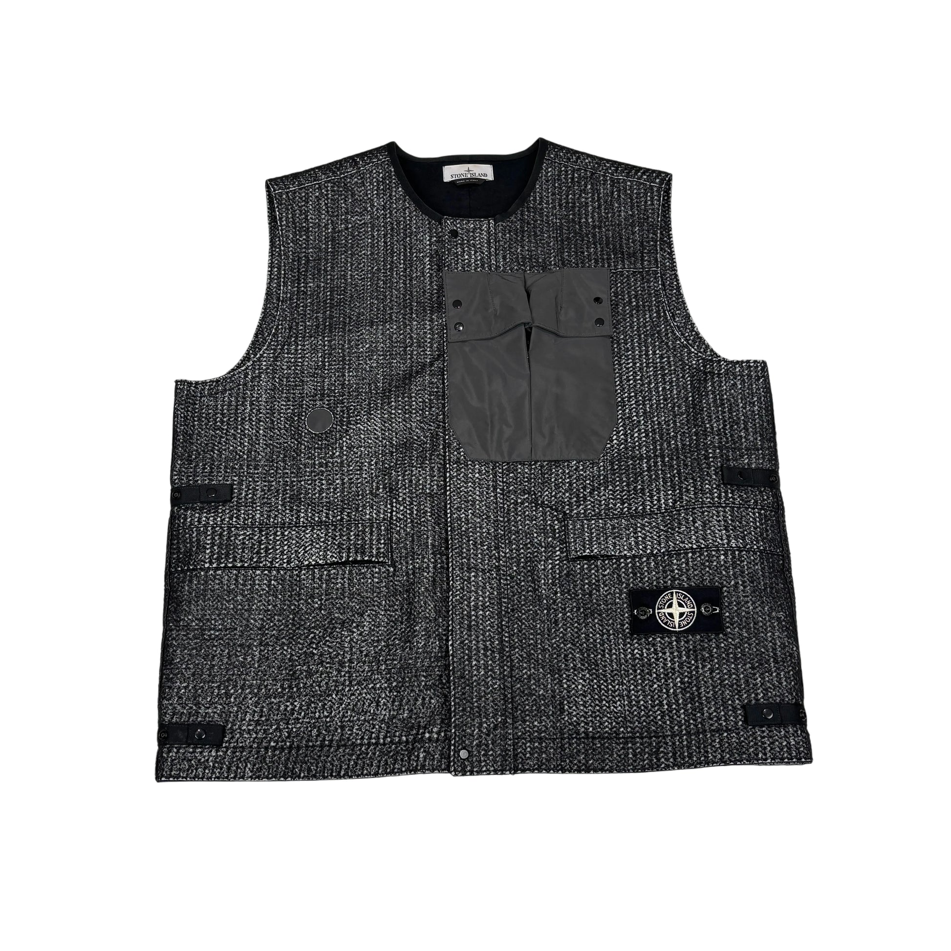 Stone Island Black Reflective Needle Punched Utility Gilet