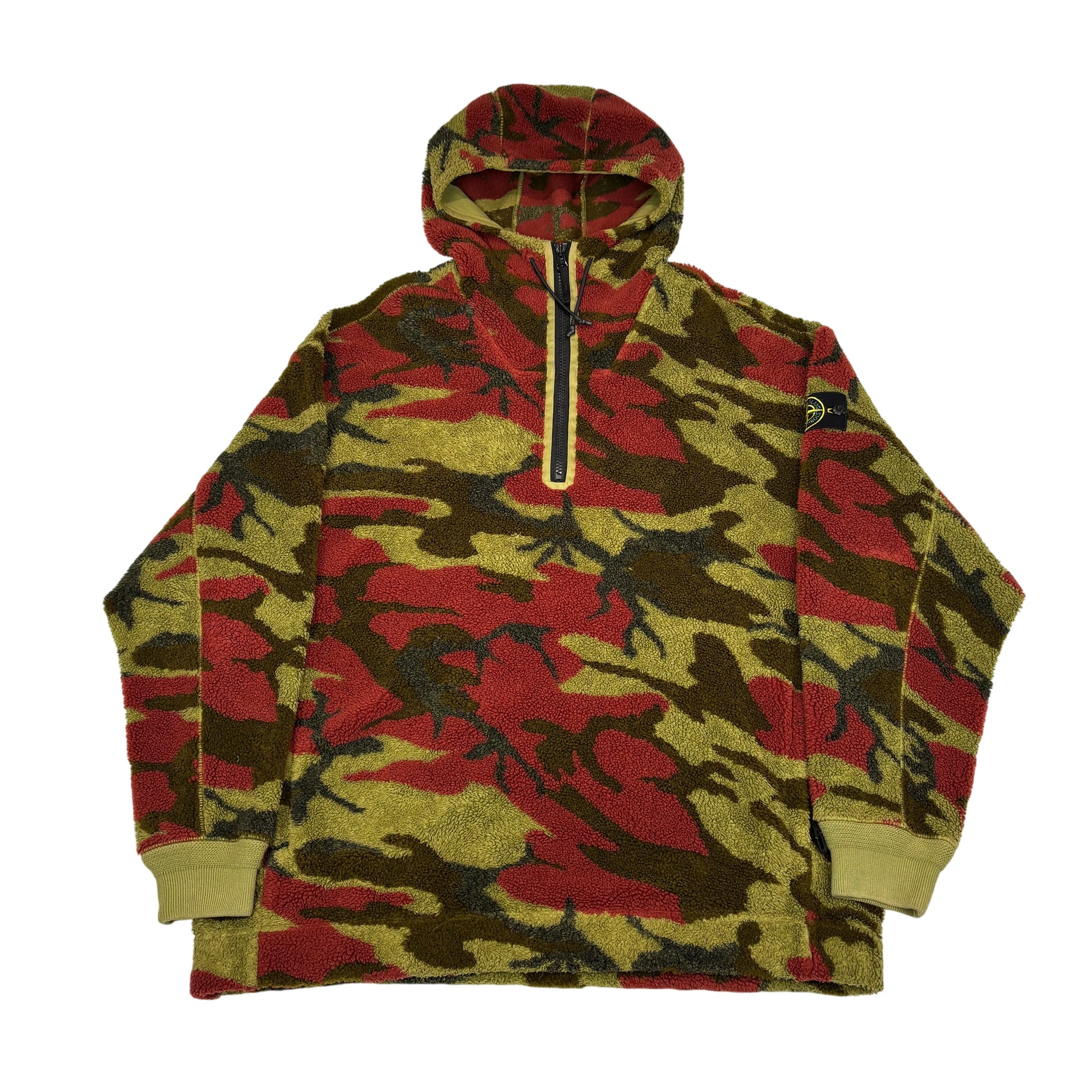 Stone Island Red Camo Half-zip Fleece Hooded Pullover