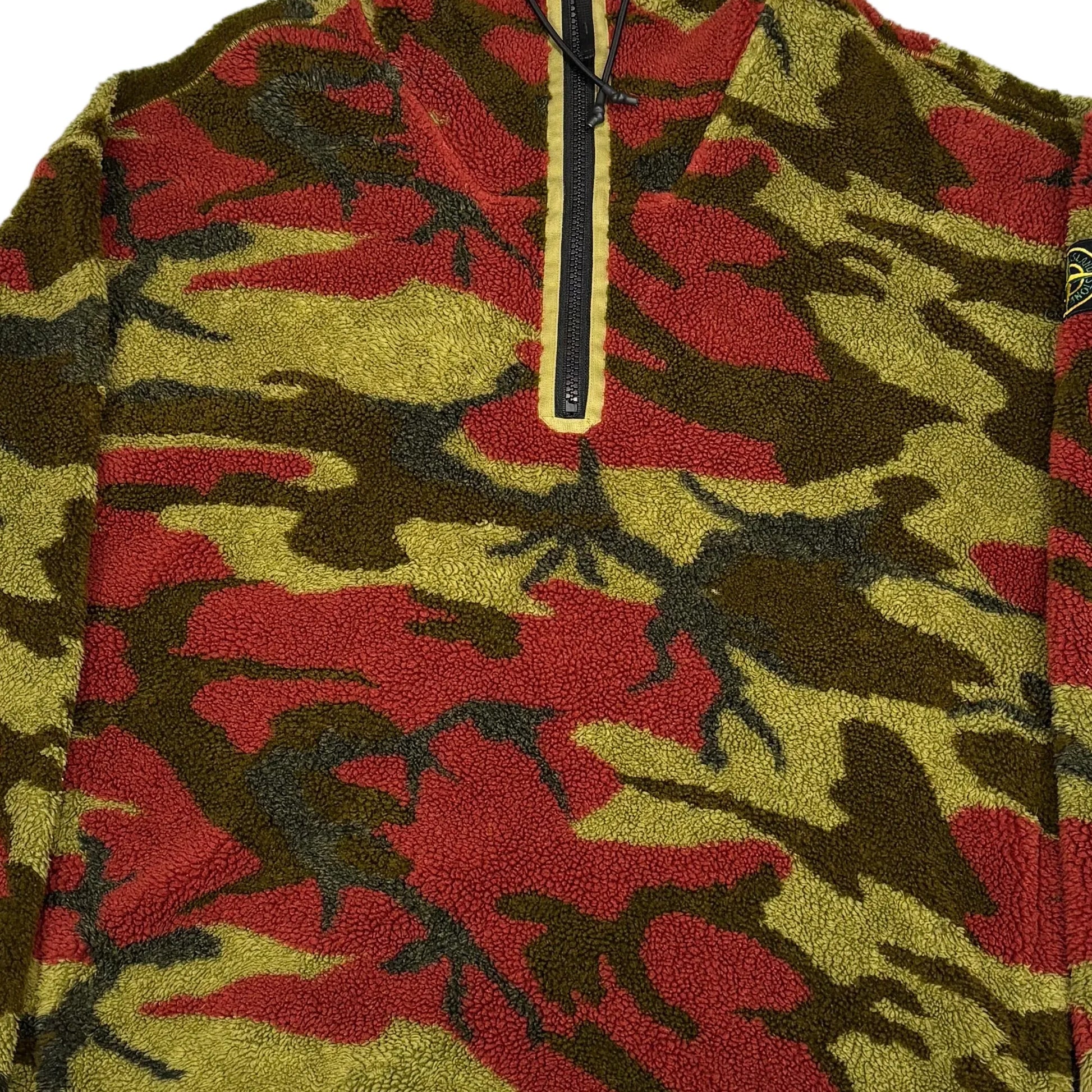 Stone Island Red Camo Half-zip Fleece Hooded Pullover