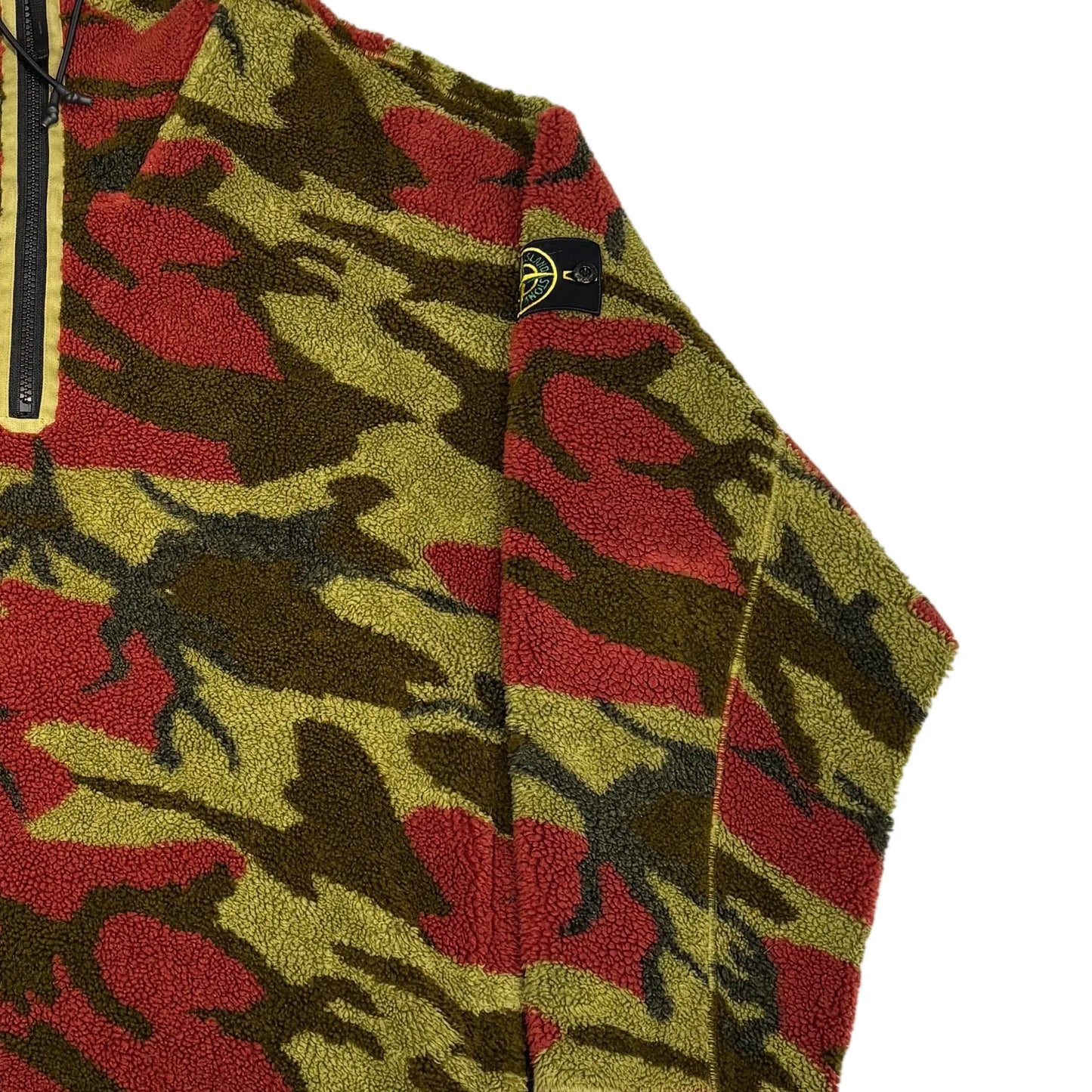 Stone Island Red Camo Half-zip Fleece Hooded Pullover