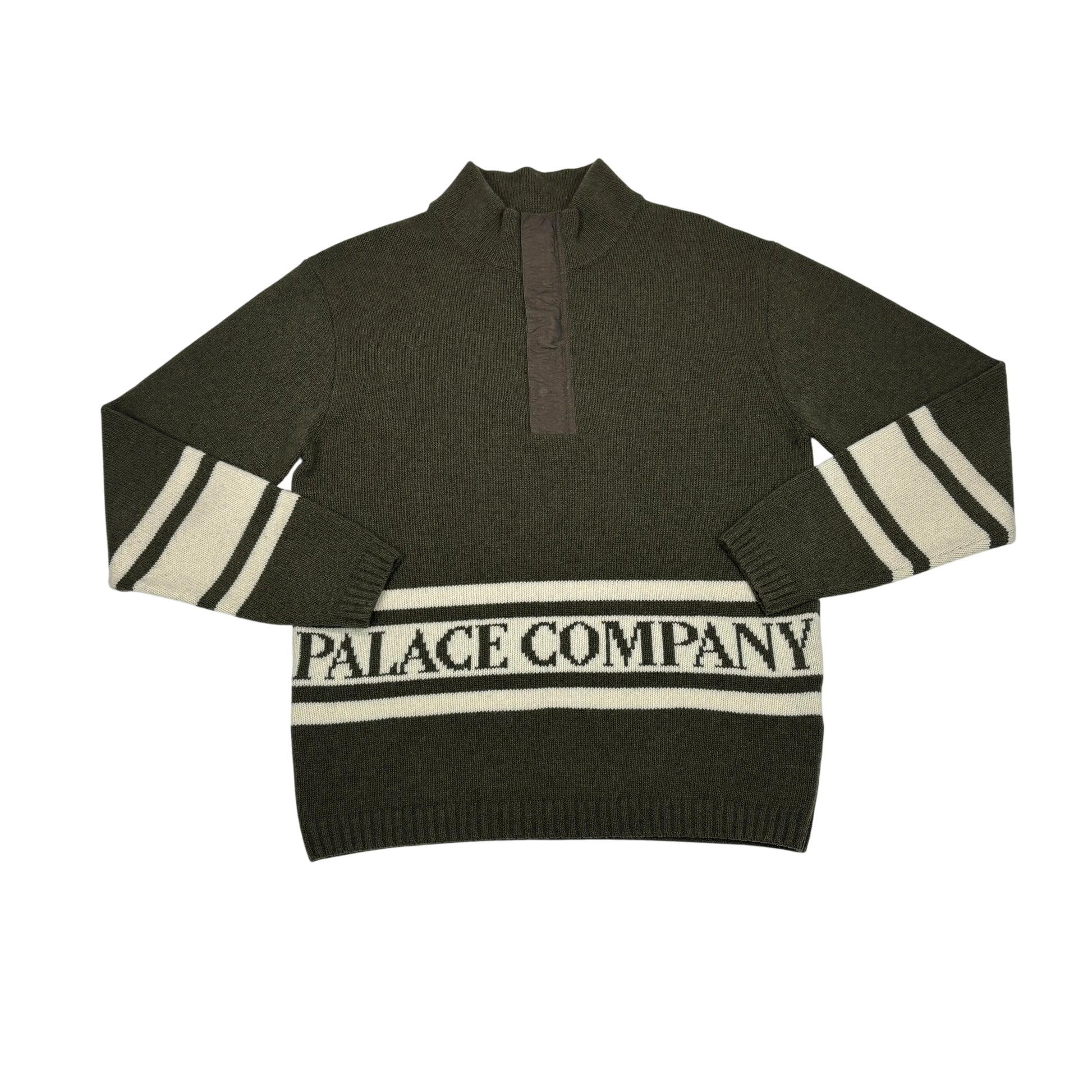 Palace Green Spell Out Logo Knit Quarter-zip Sweater