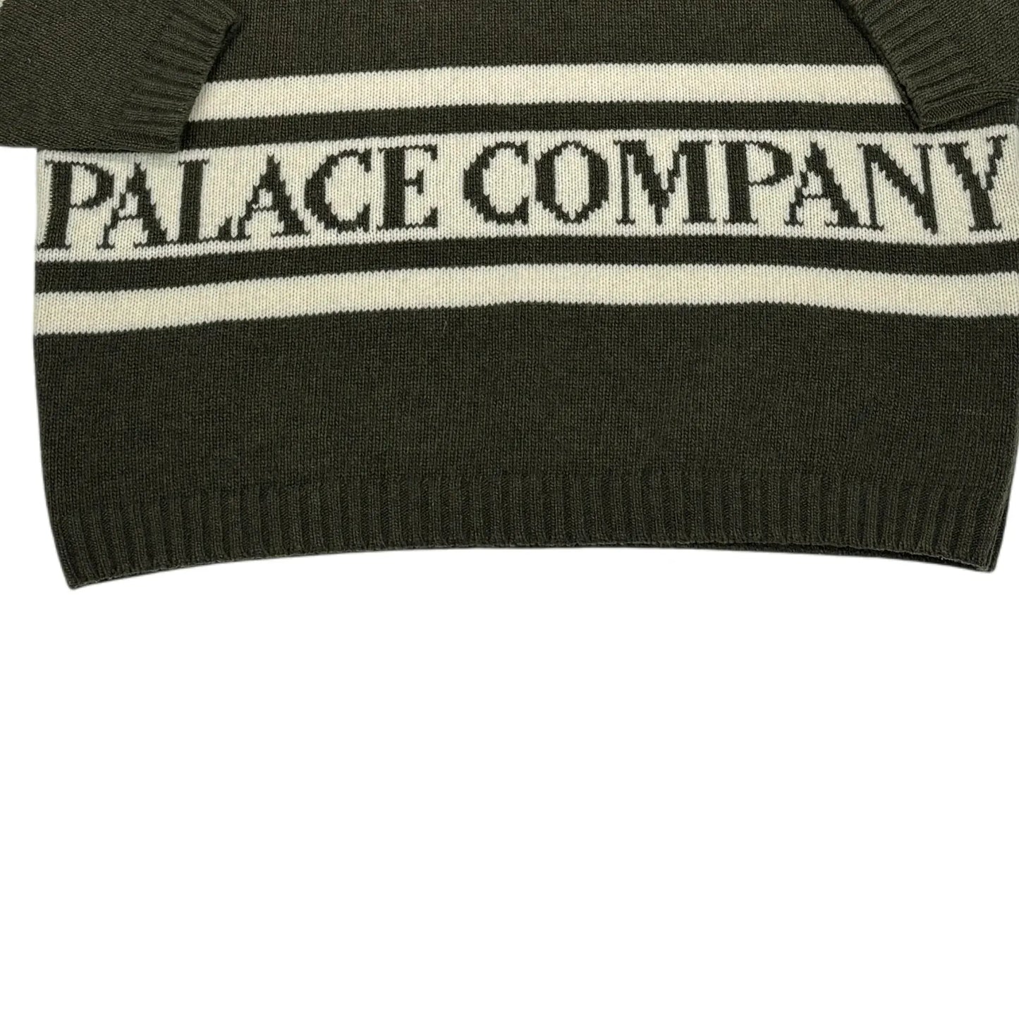 Palace Green Spell Out Logo Knit Quarter-zip Sweater