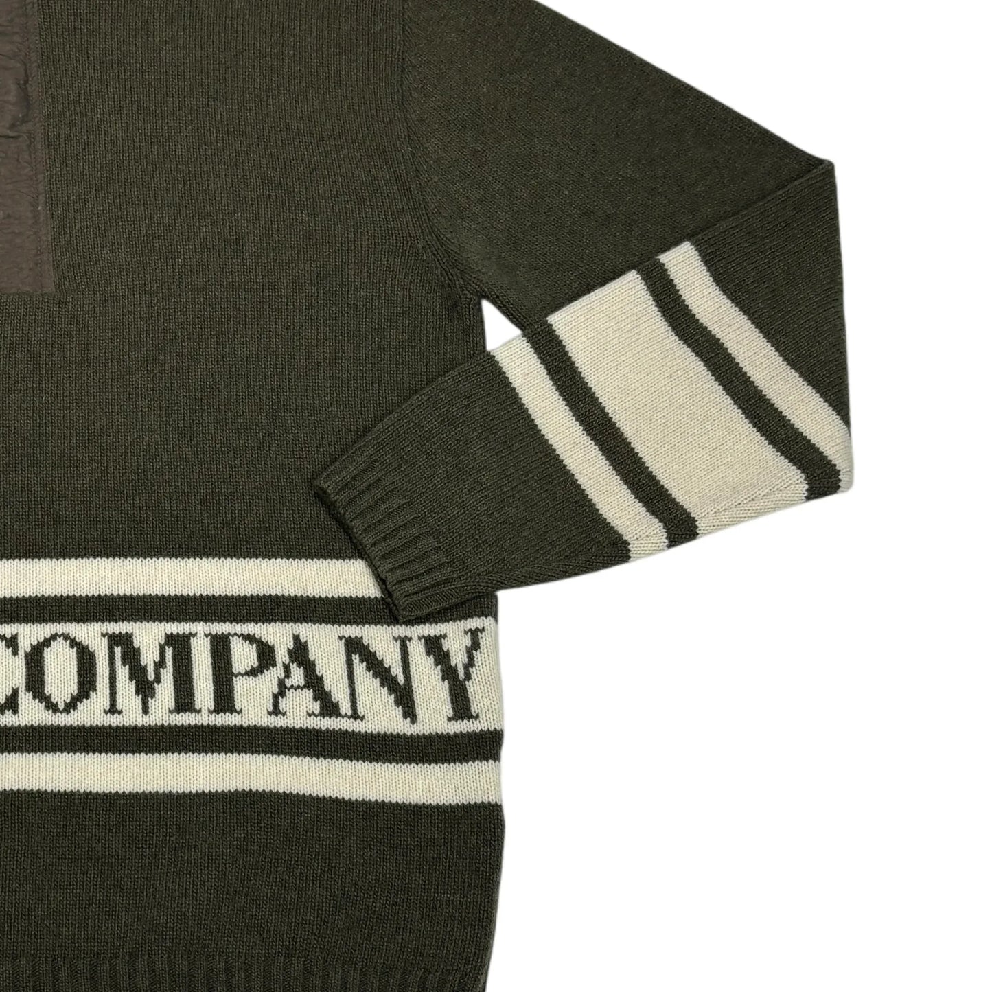 Palace Green Spell Out Logo Knit Quarter-zip Sweater