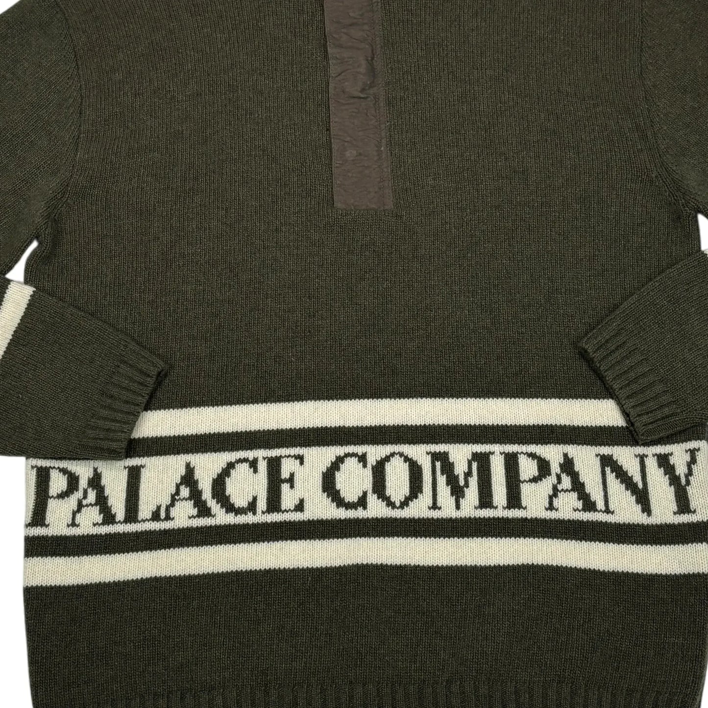 Palace Green Spell Out Logo Knit Quarter-zip Sweater