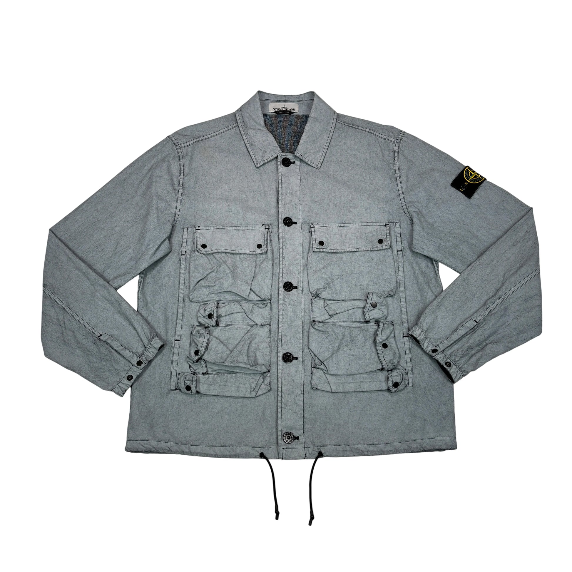 Stone Island Technical Utility Compass Patch Pocket Detail Tela Placcata Overshirt